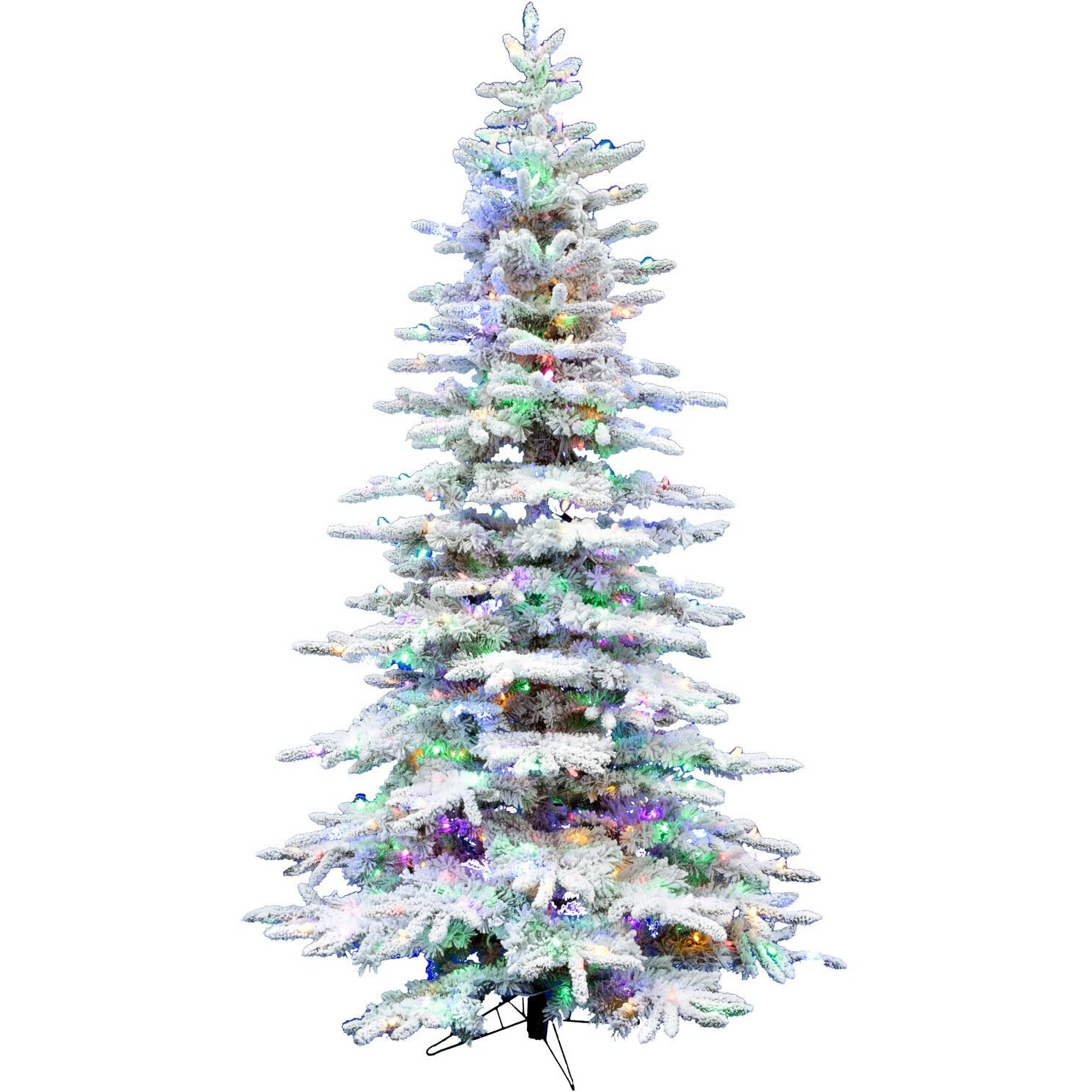 CT 6.5' White Pine, Snowy Tree, 8F Multi LED Lights, EZ Connect