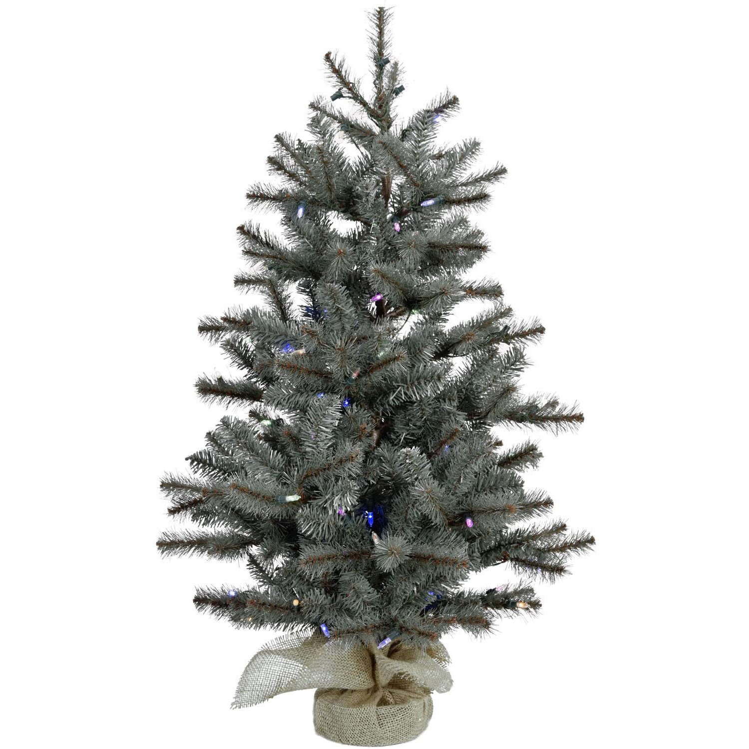 CT 4' Yardville Pine Porch Tree in Burlap Bag, B/O Multi Lights
