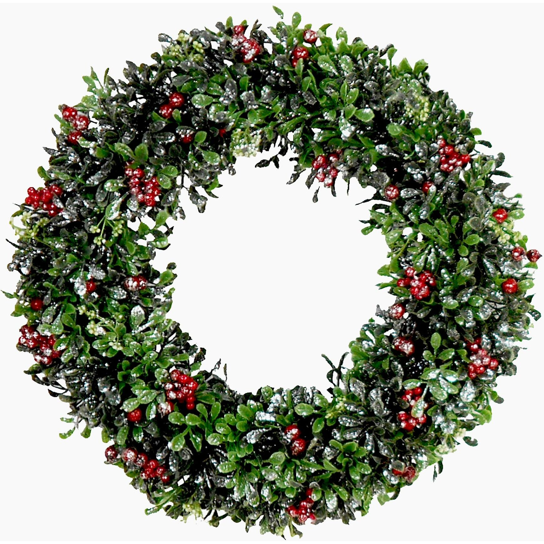 FHF 20" Round Wreath, Boxwood w/ Berries