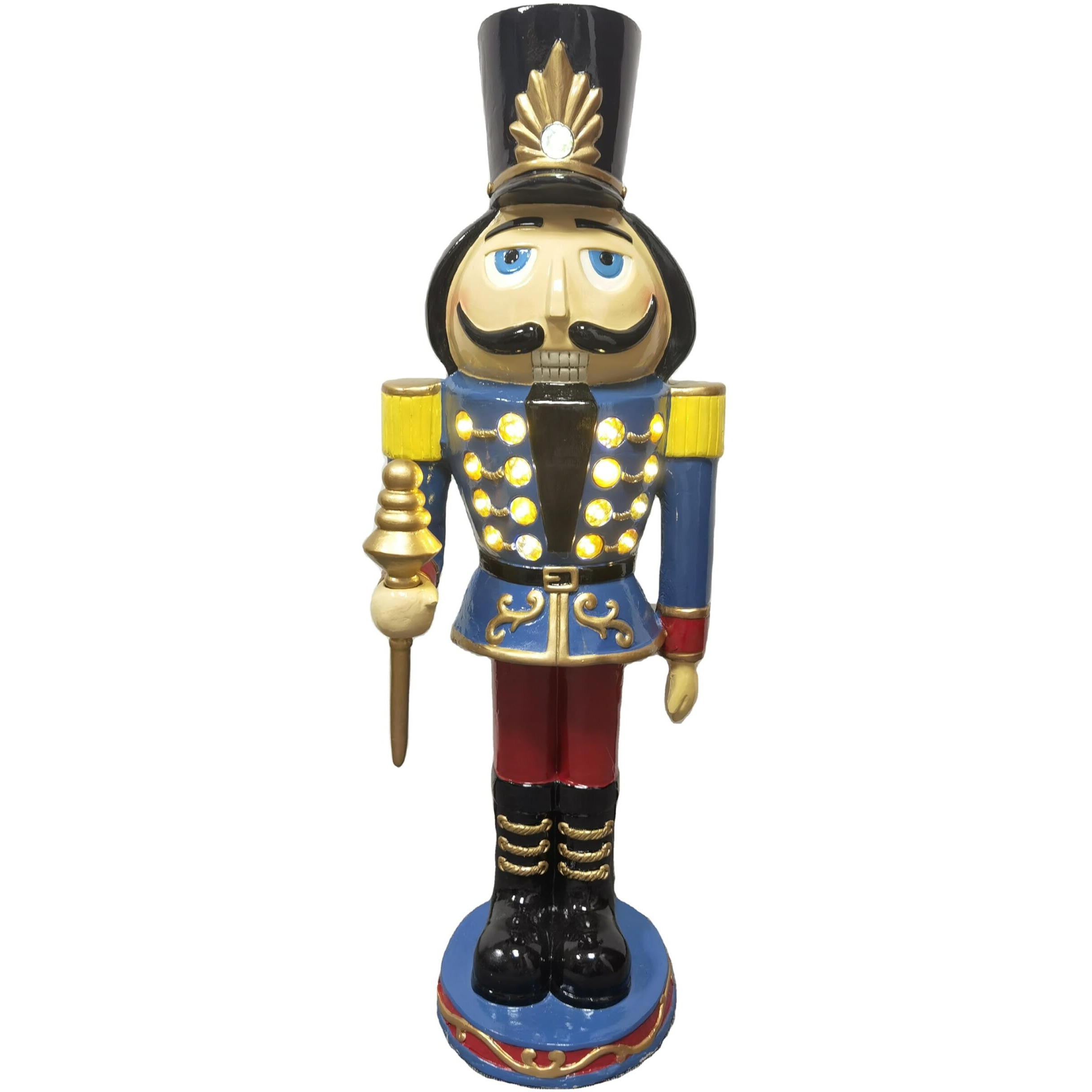 FHF 36" Resin Nutcracker Holding Staff-LED Lights