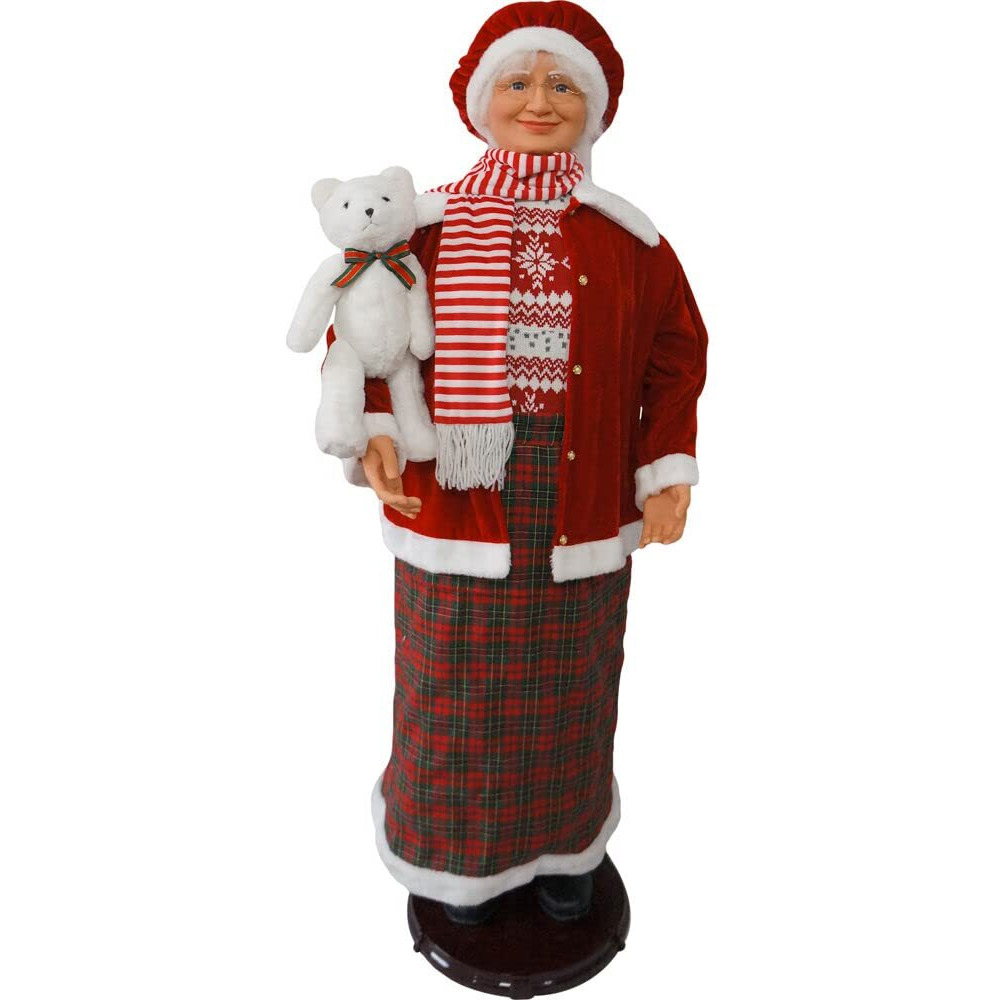 58" Dancing Mrs. Claus with Teddy Bear (Dancing/Music)
