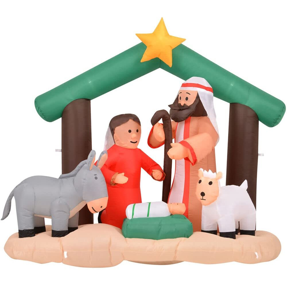 7ft Inflatable Nativity Scene with Animals, with Lights