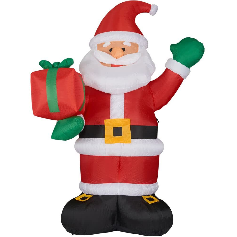 10ft Inflatable Santa Holding Gift with Lights