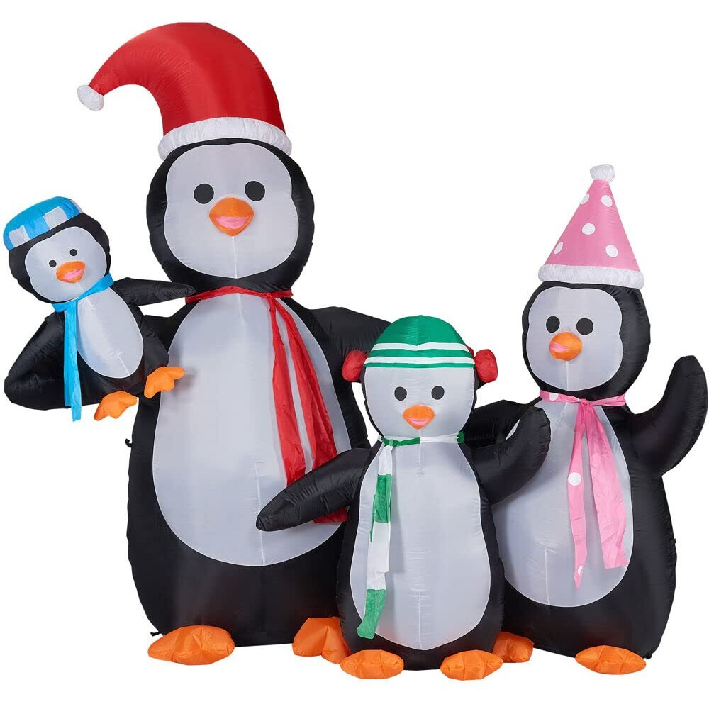 10ft Inflatable Penguin Family with Lights