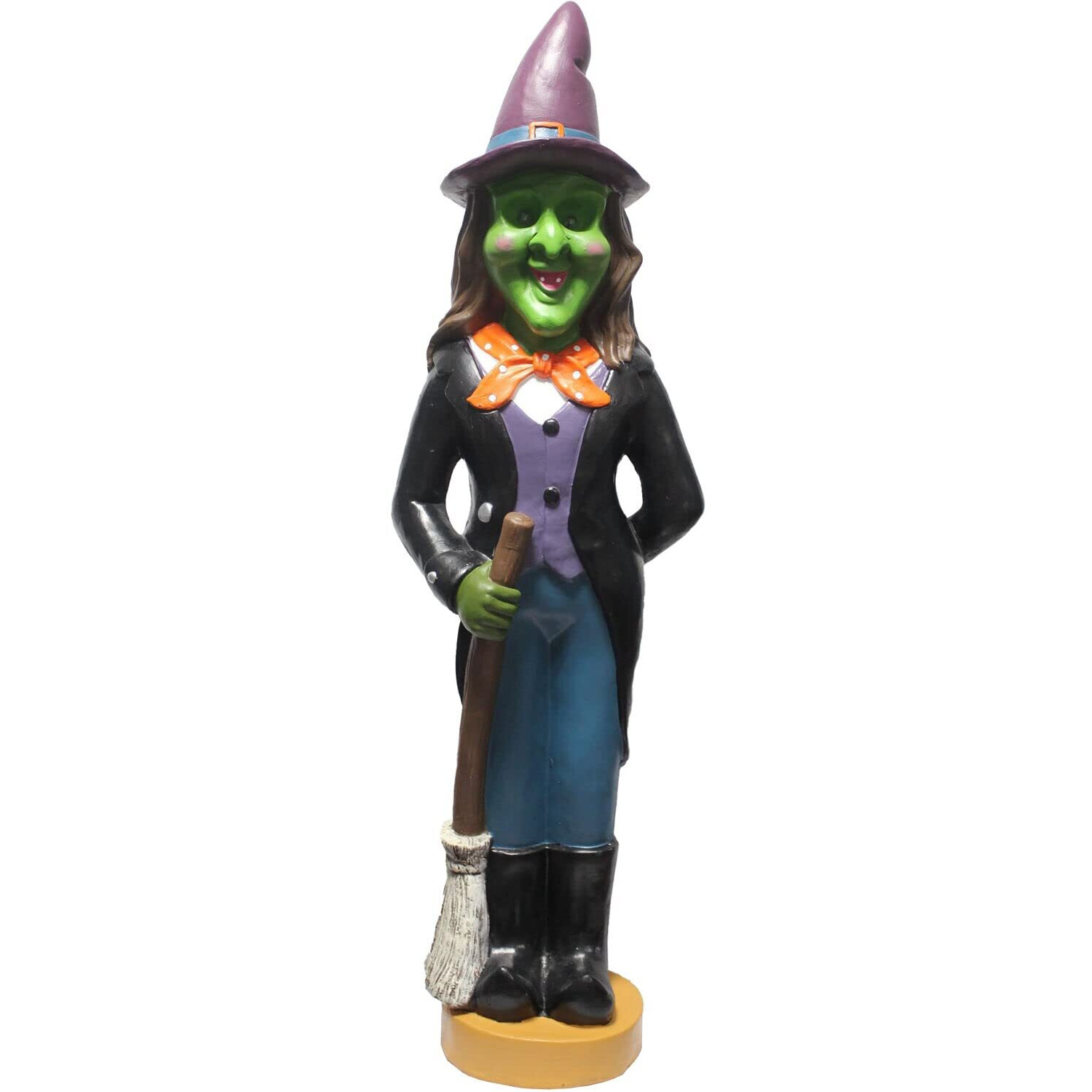 HHF 48" Witch Holding Broom - LED Eyes, 12X8.5X48H