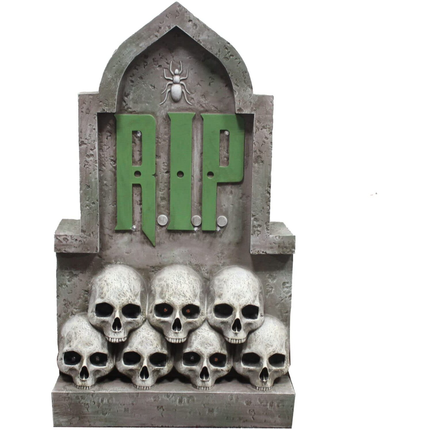 HHF 24" RIP Tombstone with Skulls - LED RIP, 14x6x24H