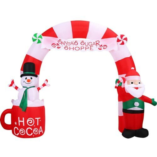 9ft Inflatable Candycane Arch with Lights