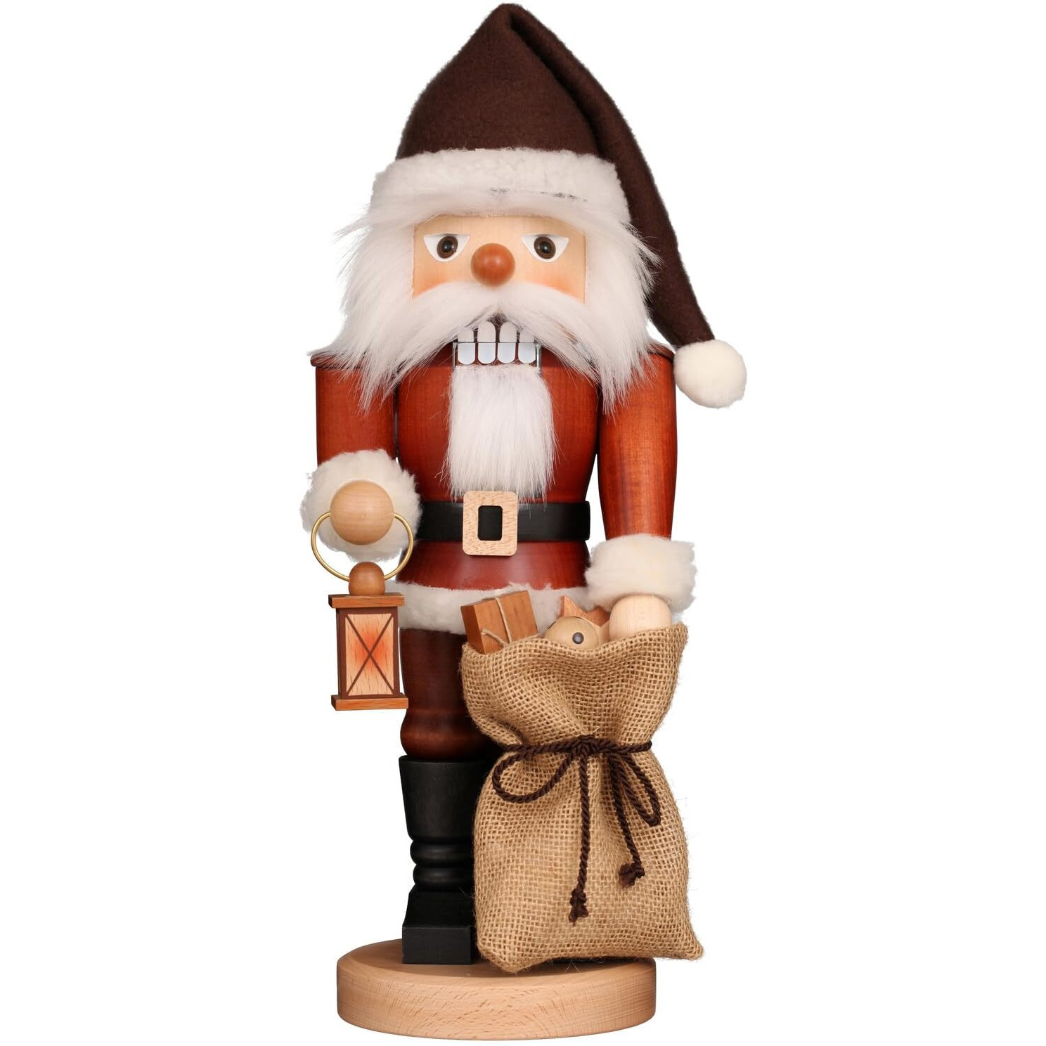 Nutcracker - Natural Santa With Lantern and Gift Bag
