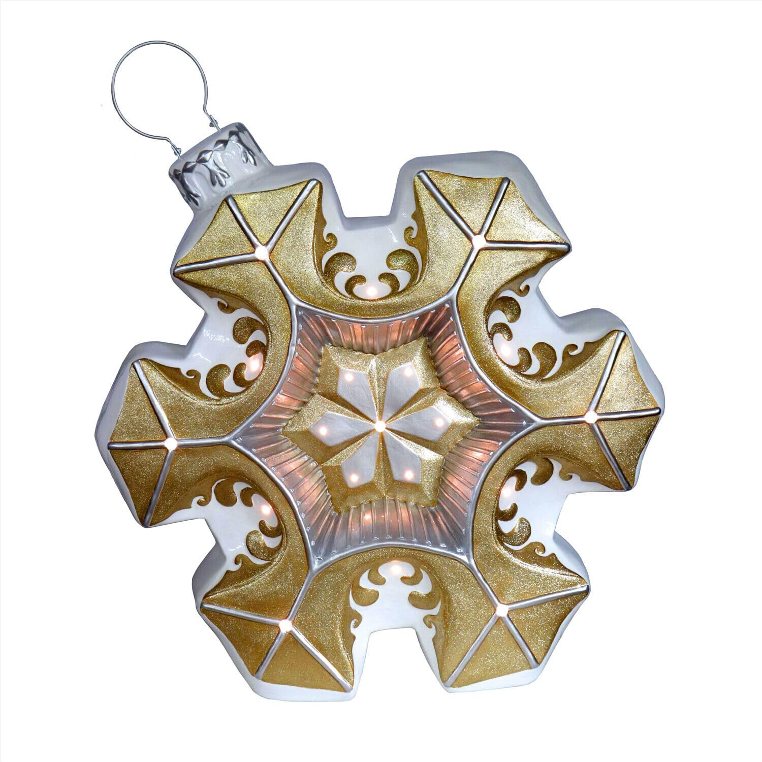 FHF 36&quotH LED Gold Glittered Snowflake Ornament