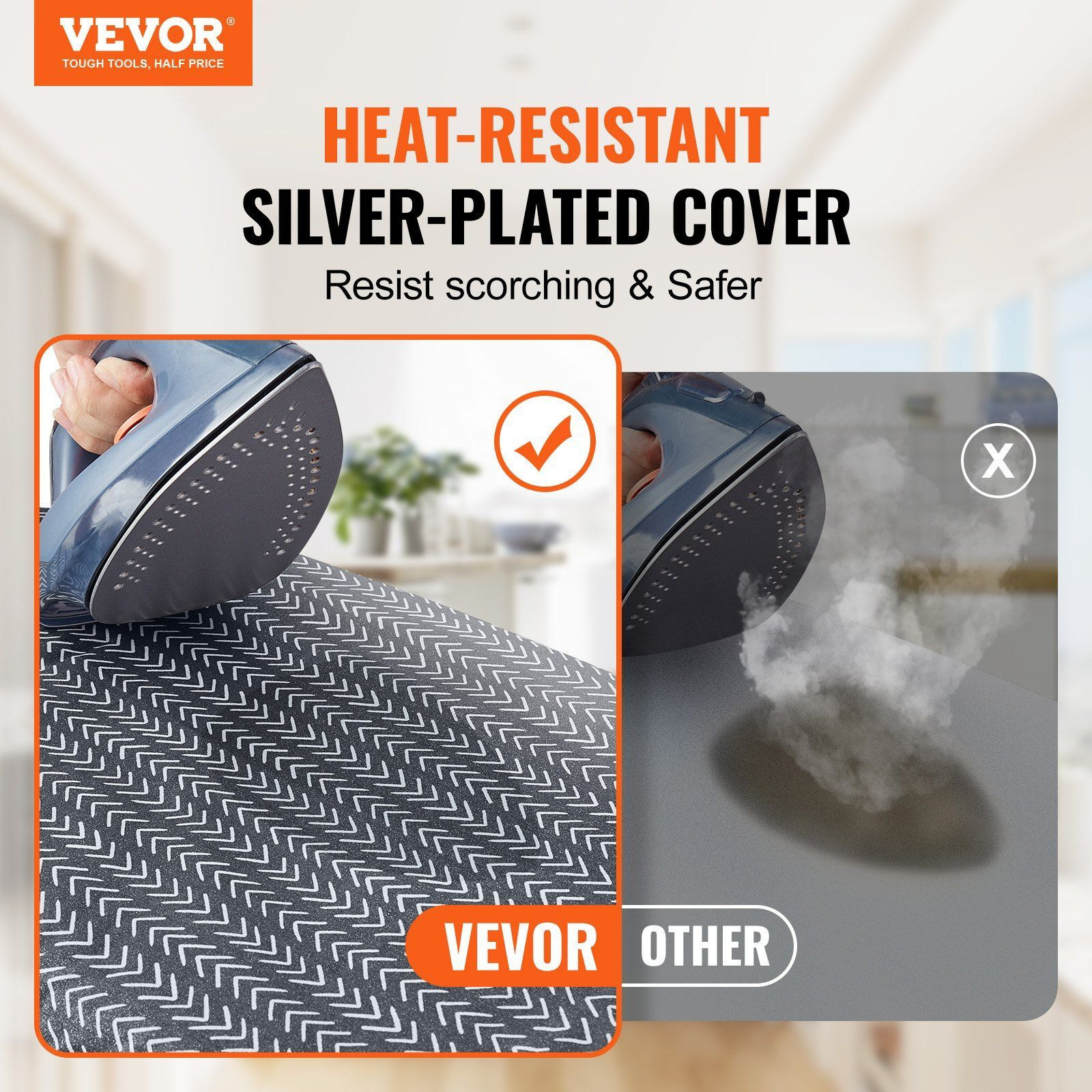 VEVOR Tabletop Ironing Board 23.4 x 14.4, Small Iron Board with Heat Resistant Cover and 100% Cotton Cover, Mini Ironing Board with 7mm Thickened Needle Cotton Layer for Small Spaces, Travel Use