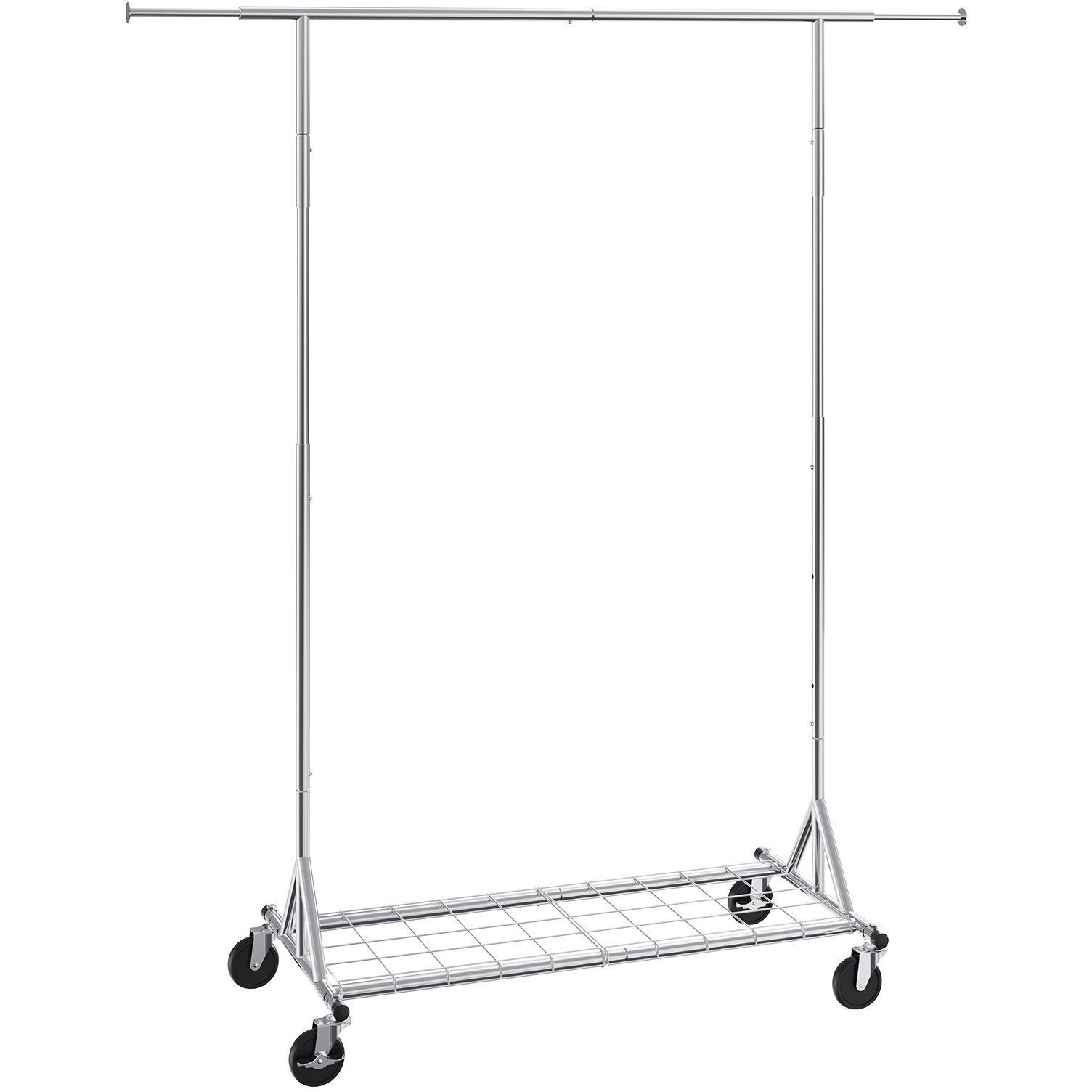 VEVOR Clothes Rack with Wheels, Heavy Duty Clothing Garment Rack, Commercial Clothing Rack for Hanging Clothes with Bottom Storage Area, 450 lbs Load Capacity, Adjustable Height and Extendable Length