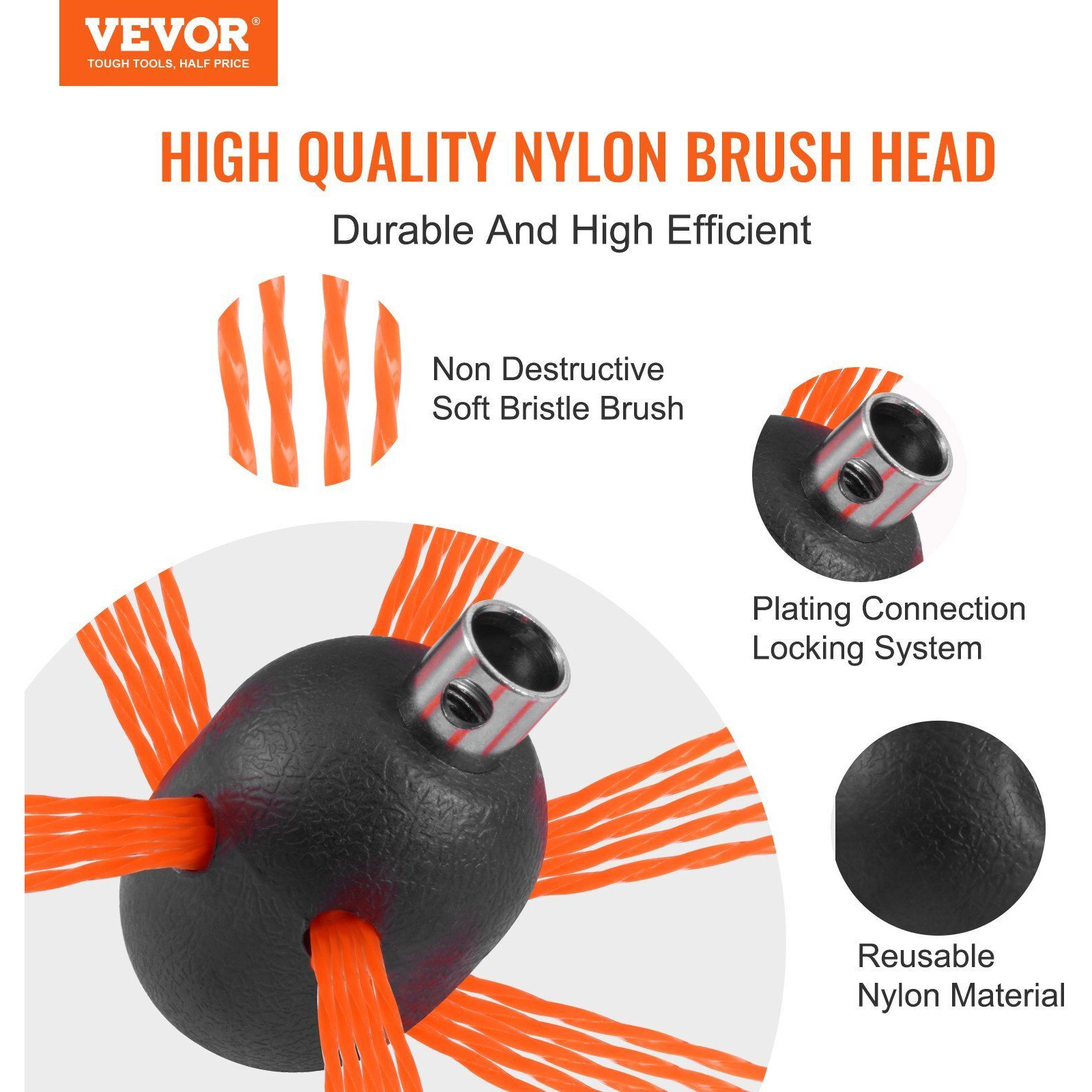 VEVOR 39 Feet Chimney Sweep Kit, w/ 12 Reinforced Nylon Flexible Rods, Ergonomic Chimney Cleaning Brush, 360-Degree Brush Chimney Cleaner, Rich Accessories for Fireplace Flue Home Use Fits most Pipes