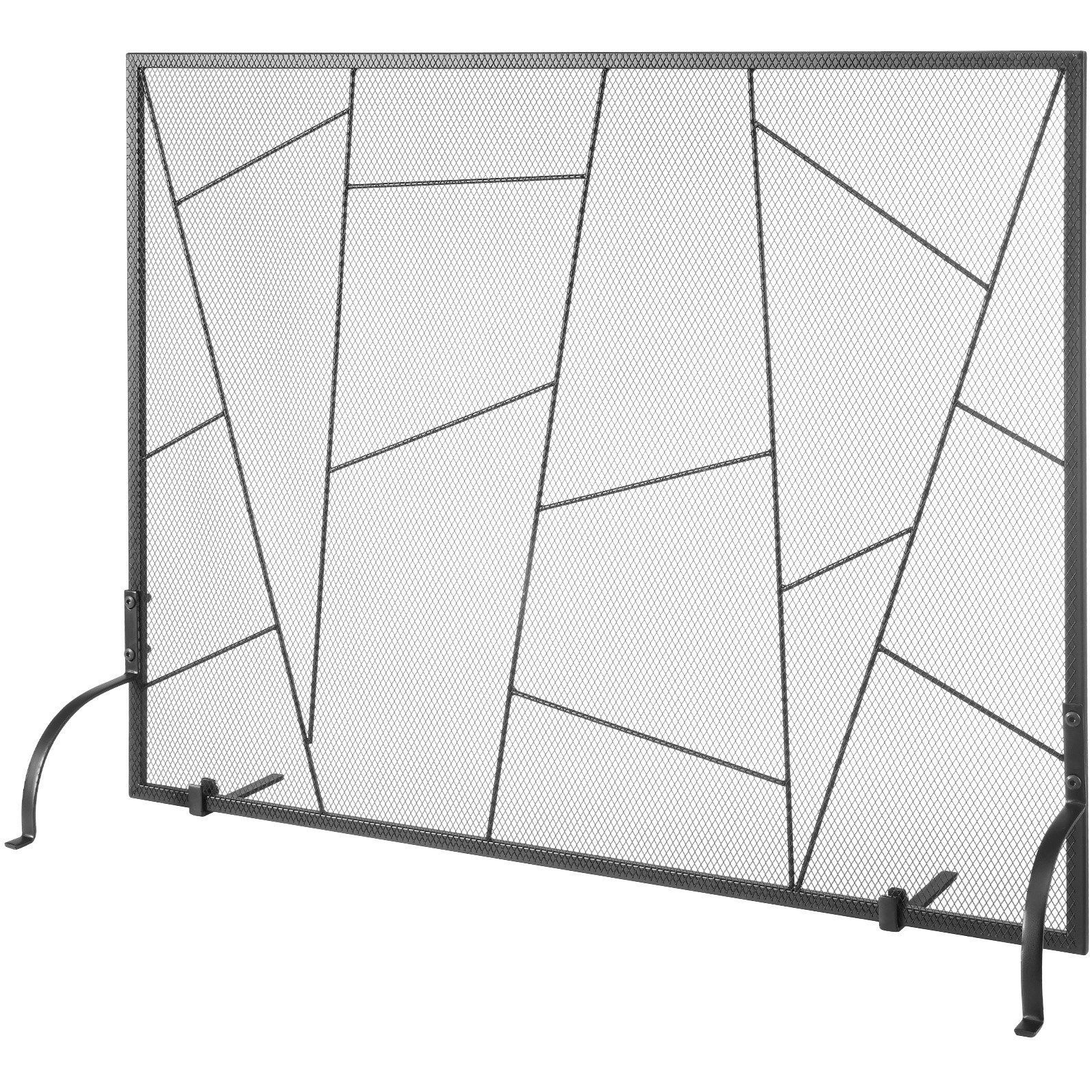 VEVOR Fireplace Screen Single Panel, Sturdy Iron Mesh Fireplace Screen, 35.6"(L) x28.4"(H) Spark Guard Cover, Simple Installation, Free Standing Fire Fence Grate for Living Room Home Decor Modern