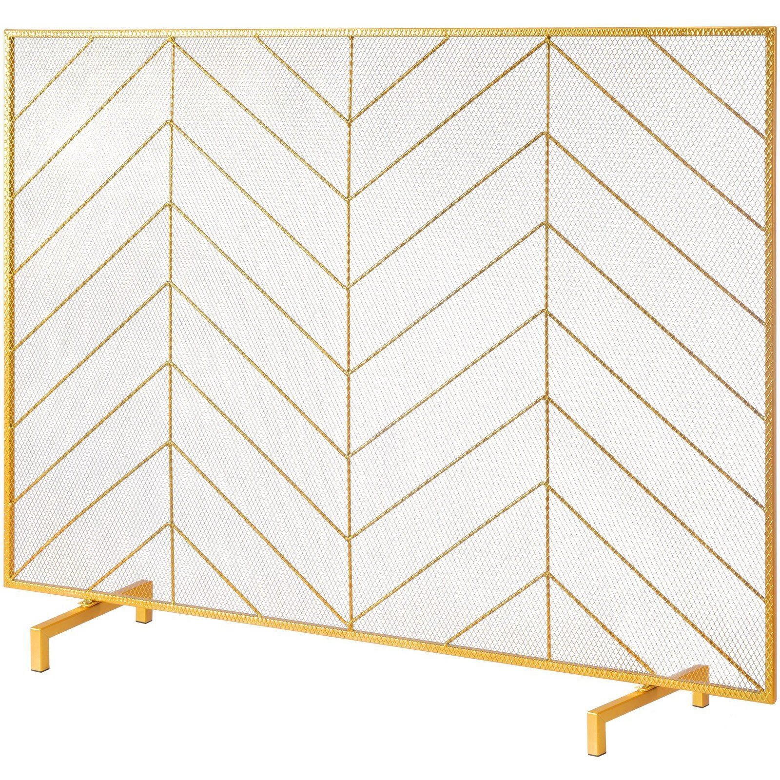 VEVOR Fireplace Screen Single Panel, Sturdy Iron Mesh Fireplace Screen, 38.6"(L) x29.8"(H) Spark Guard Cover, Simple Installation, Free Standing Fire Fence Grate for Living Room Home Decor Modern