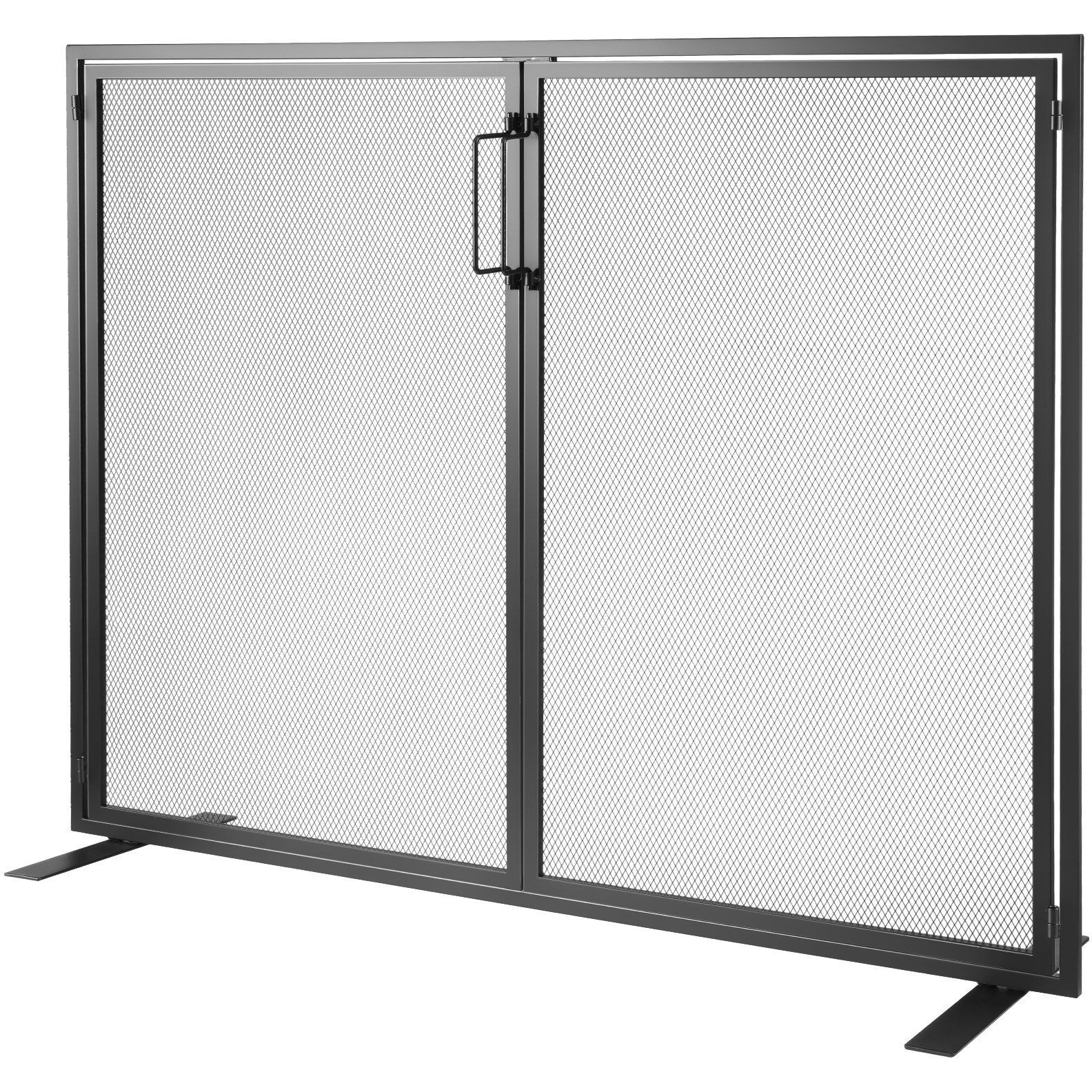 VEVOR Fireplace Screen 1 Panel with Door, Sturdy Iron Mesh Fireplace Screen, 38.98"(L) x30.7"(H) Spark Guard Cover, Simple Installation, Free Standing Fire Fence Grate for Living Room Home Decor Moder