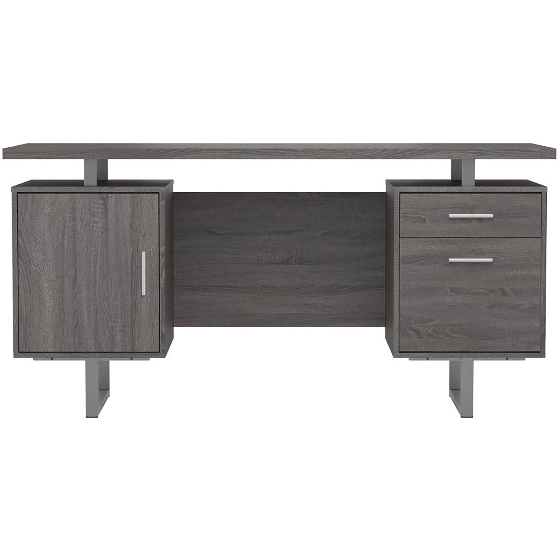Weathered Grey 2-drawer Floating Top Office Desk