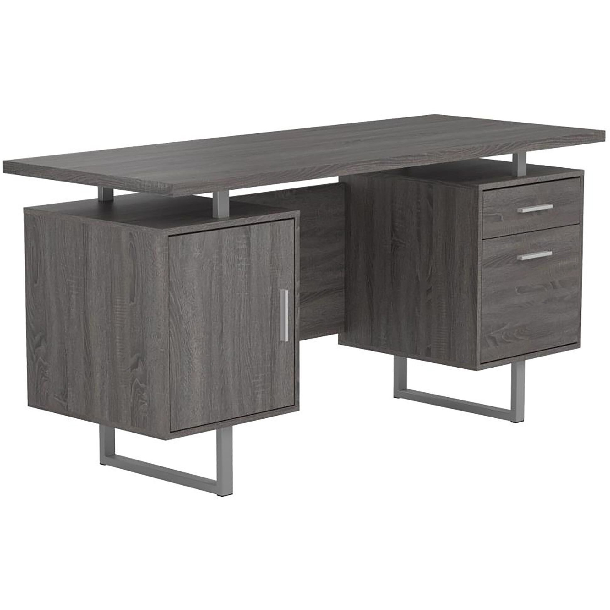 Weathered Grey 2-drawer Floating Top Office Desk
