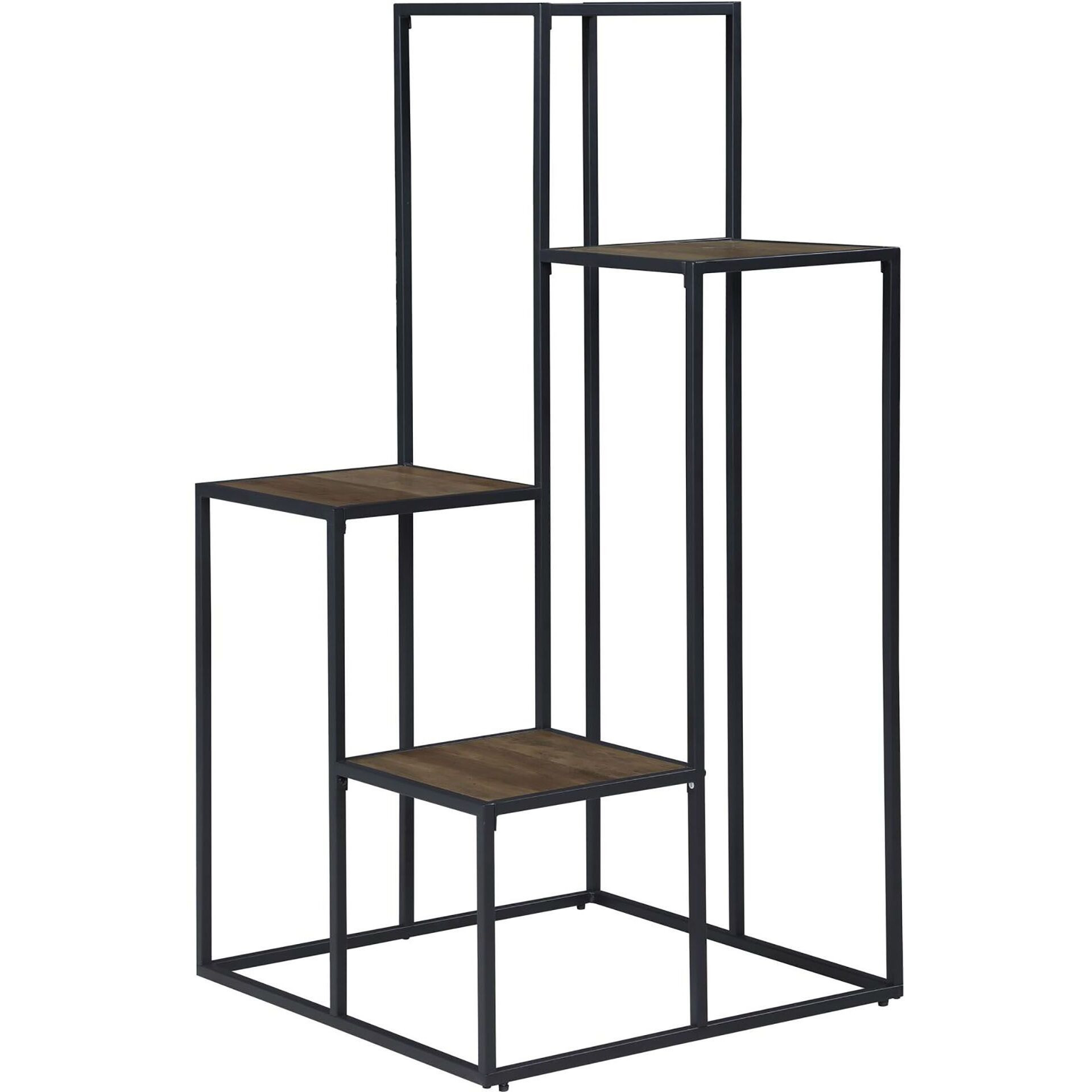 Rustic Brown and Black 4-Tier Display Shelf