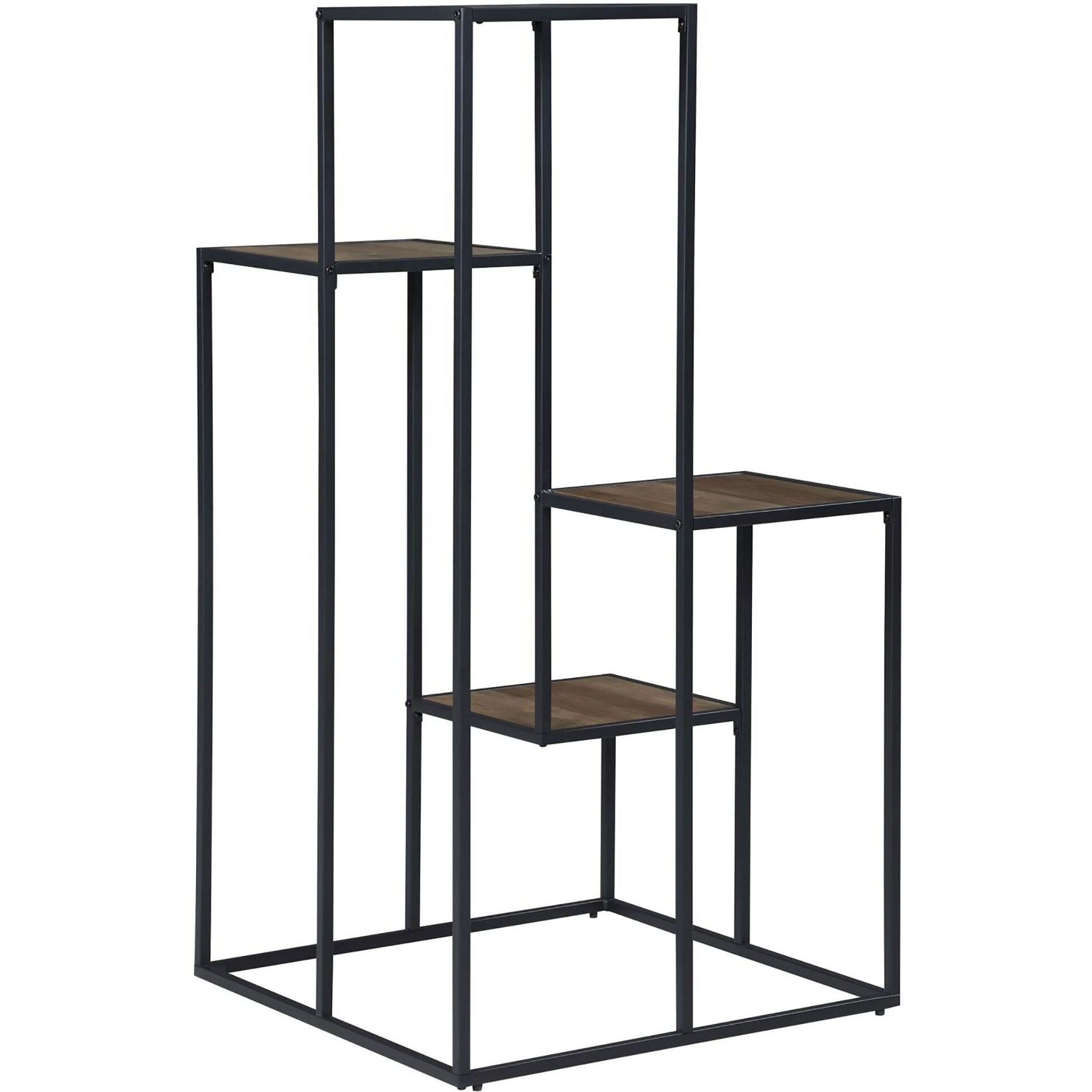 Rustic Brown and Black 4-Tier Display Shelf