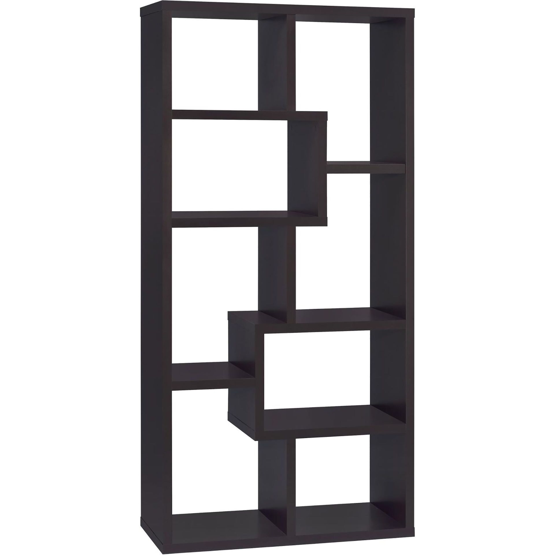 8-shelf Cappuccino Geometric Bookcase