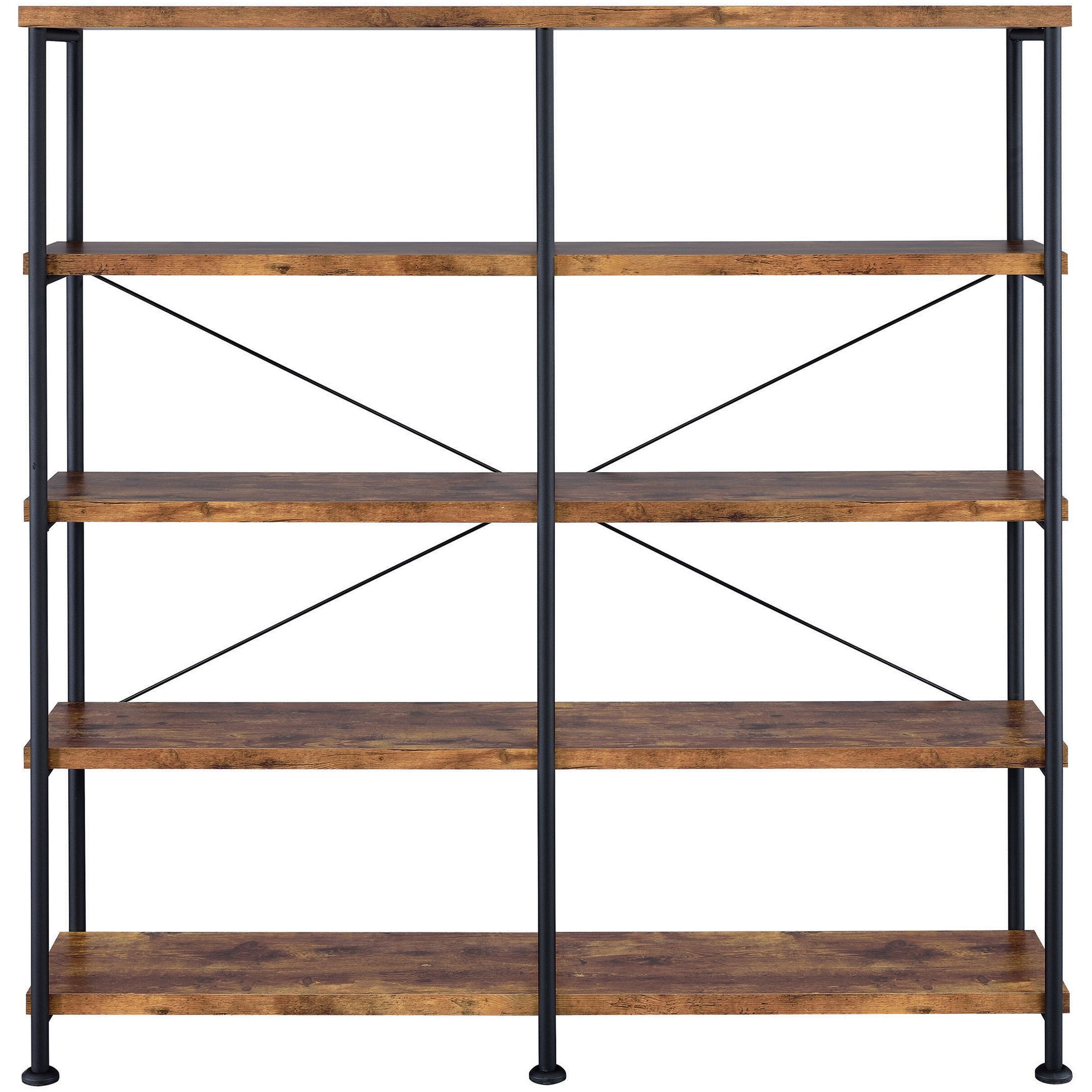 Antique Nutmeg and Black Double-Wide Bookcase