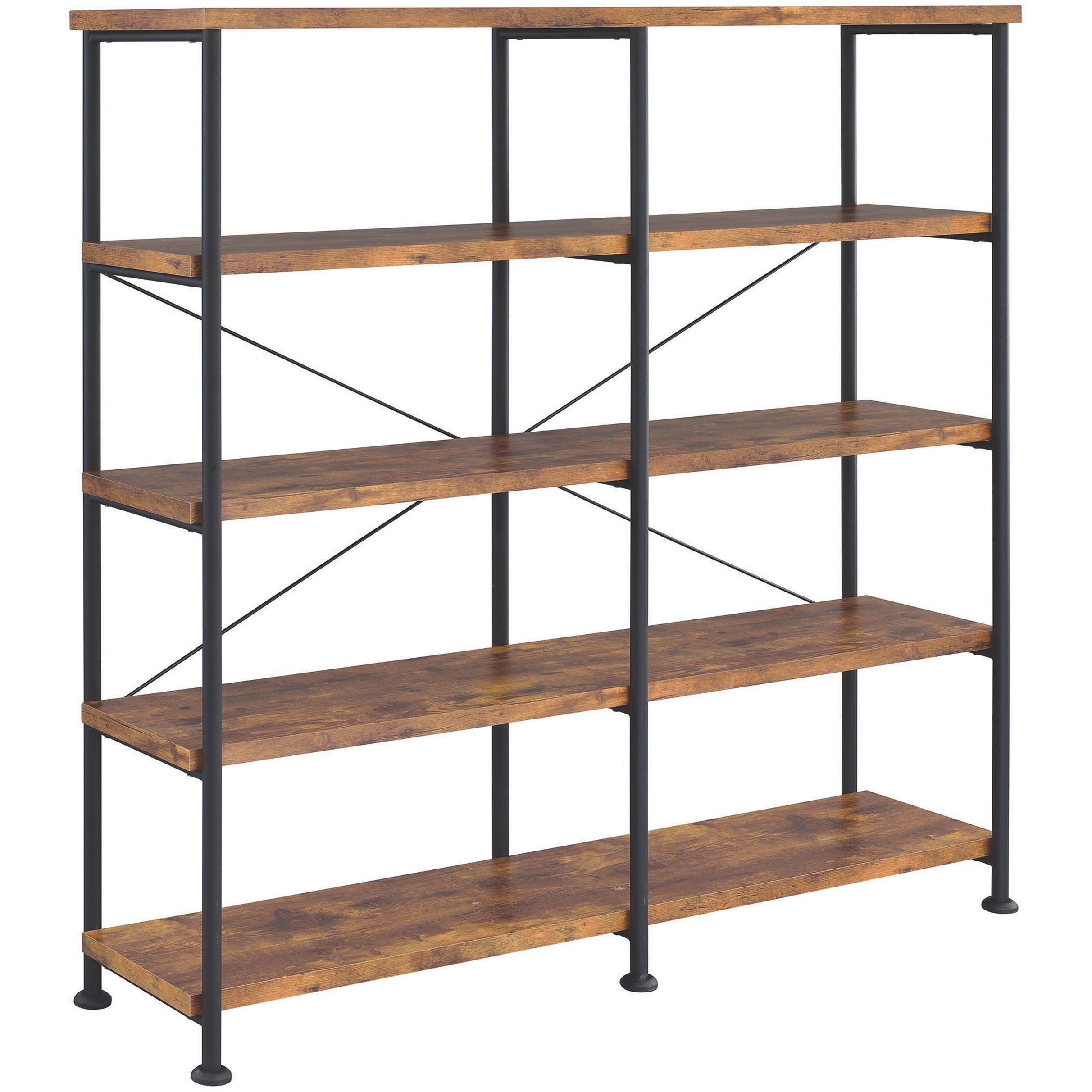 Antique Nutmeg and Black Double-Wide Bookcase