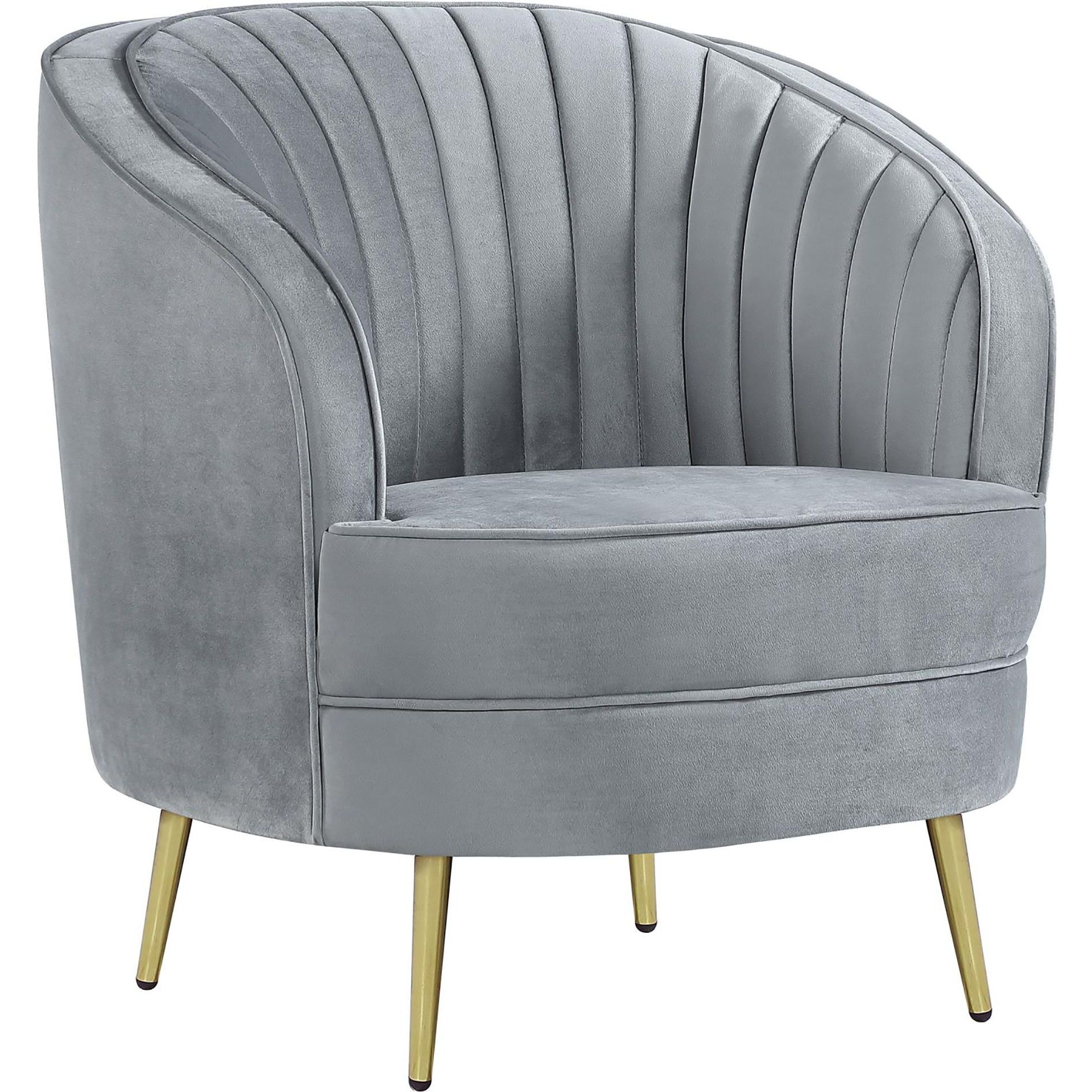 Grey and Gold Upholstered Tufted Chair