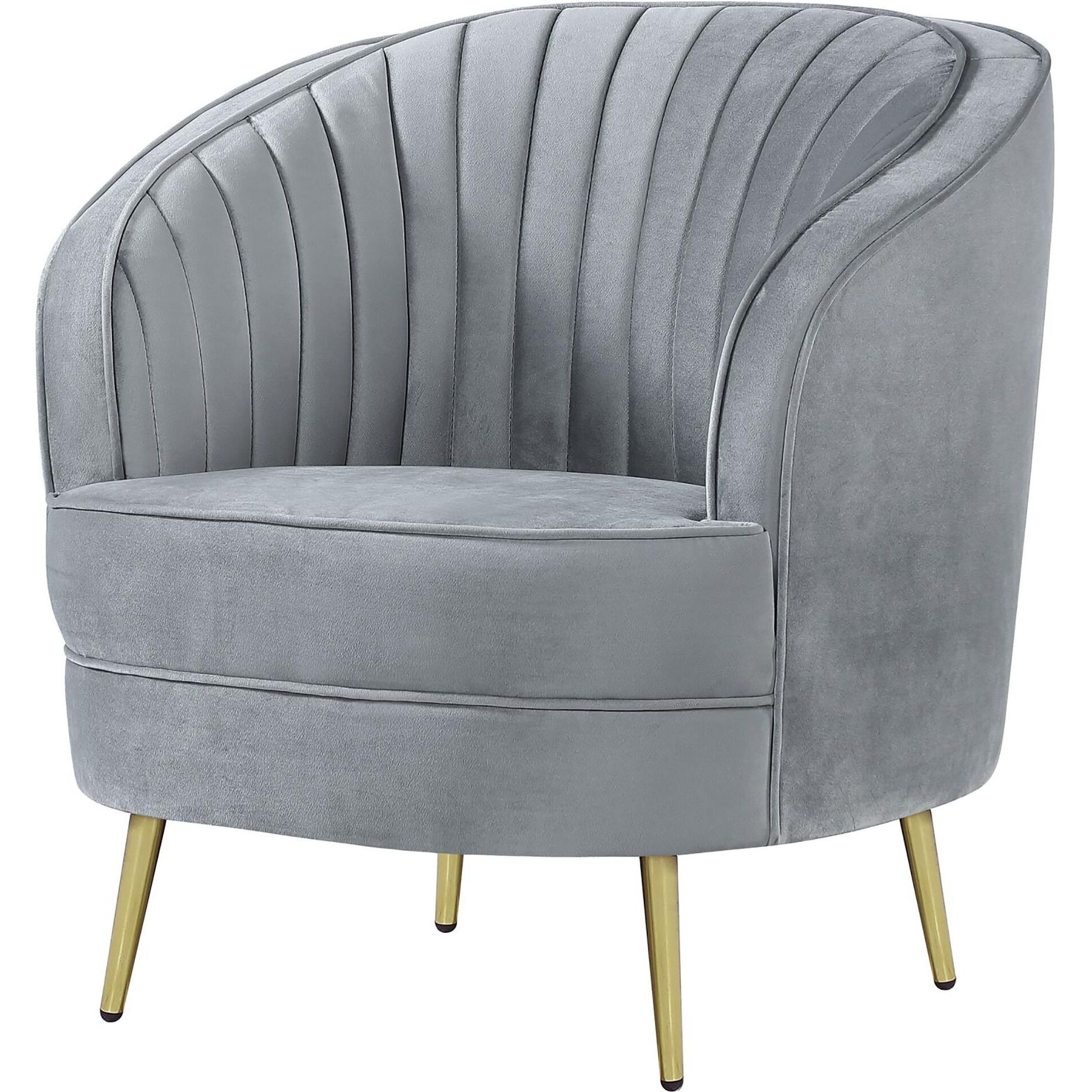 Grey and Gold Upholstered Tufted Chair