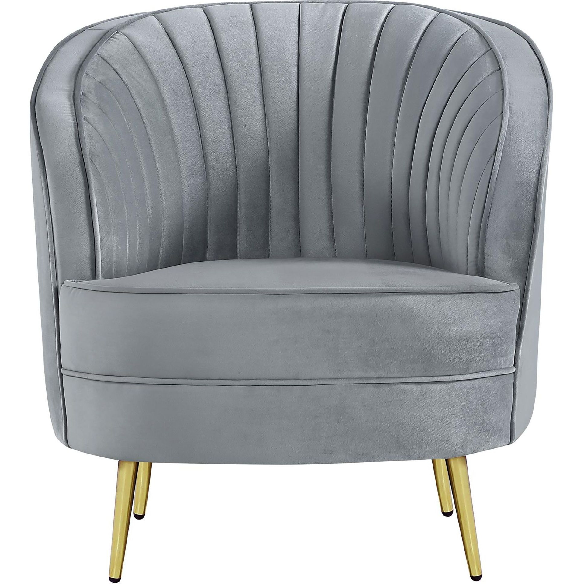 Grey and Gold Upholstered Tufted Chair