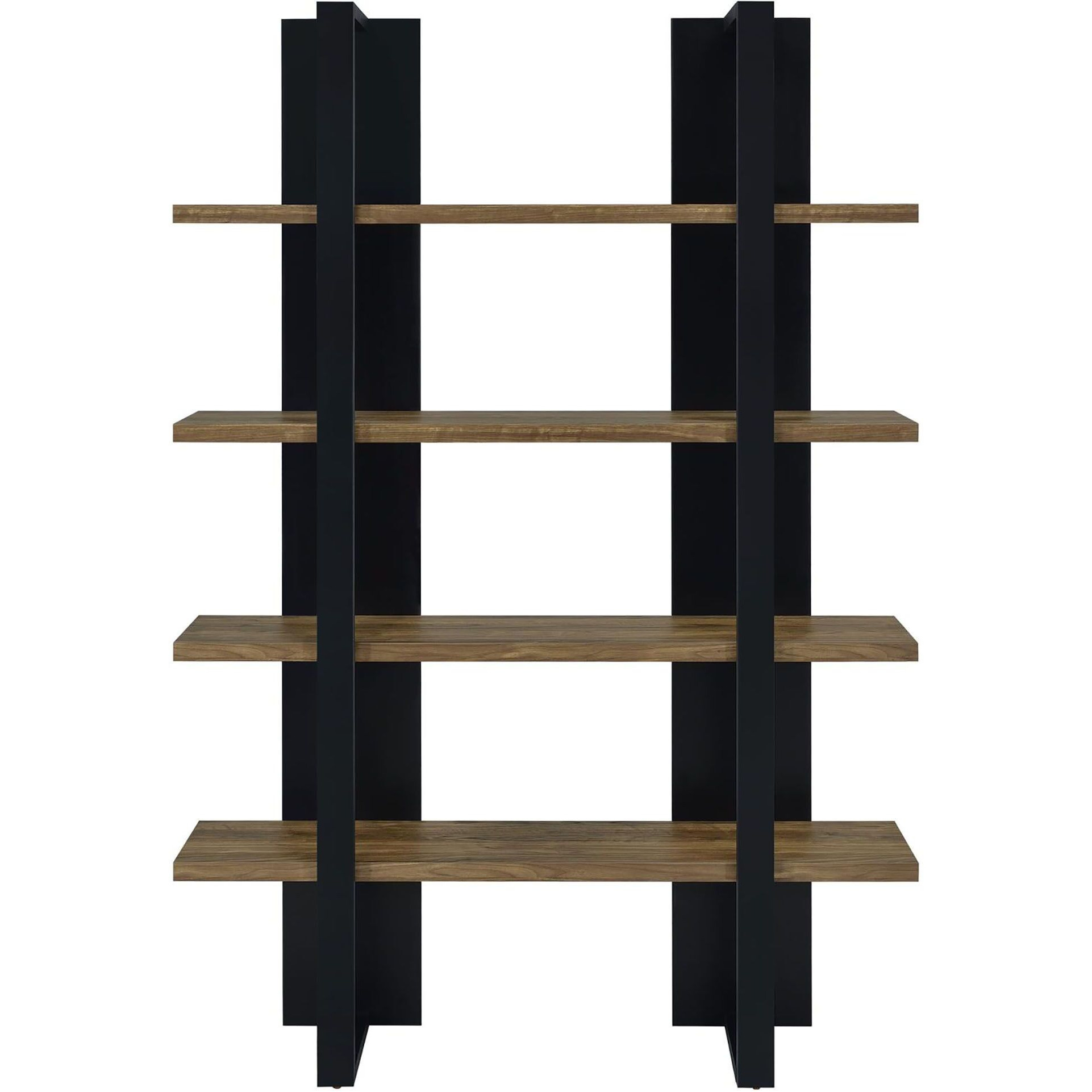 Mystrene Black and Walnut 4-Shelf Bookcase