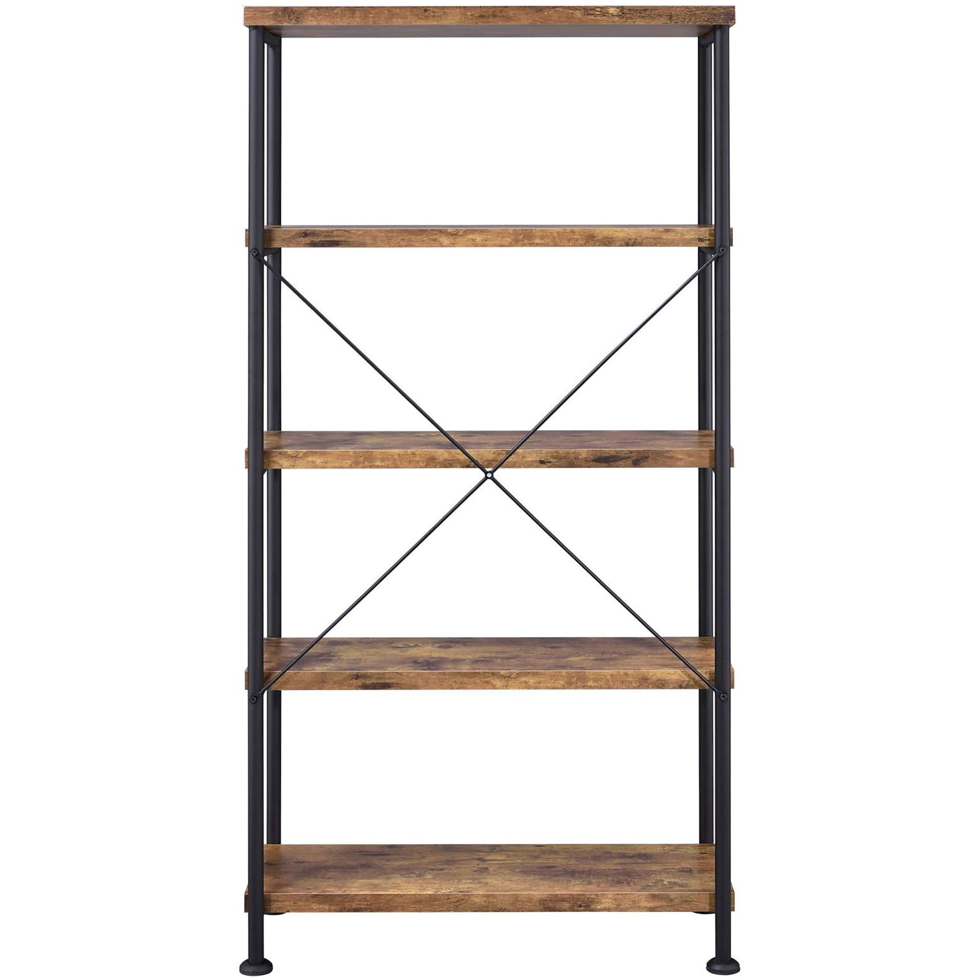 Antique Nutmeg and Black 4-shelf Bookcase