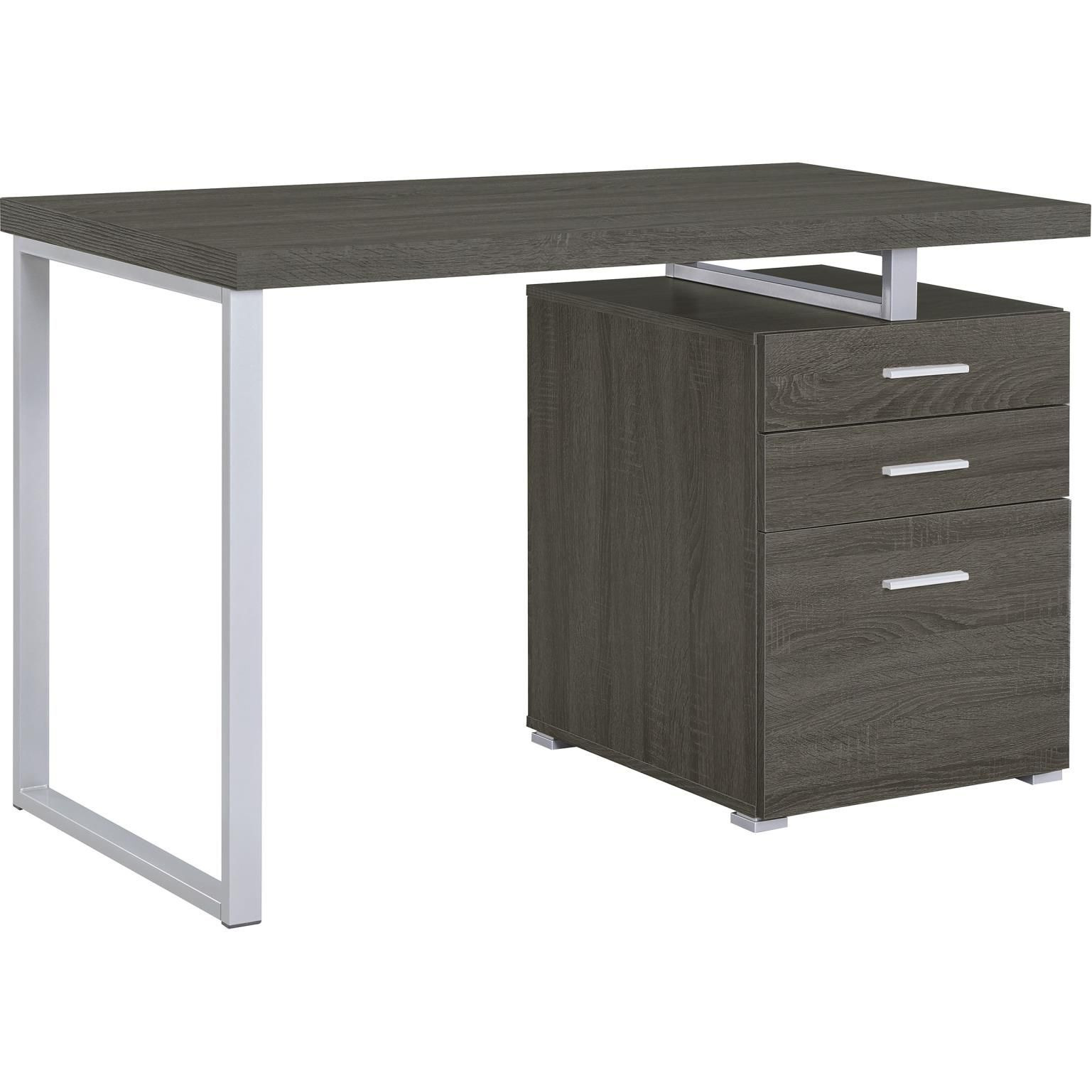 Weathered Grey 3-drawer Reversible Office Desk