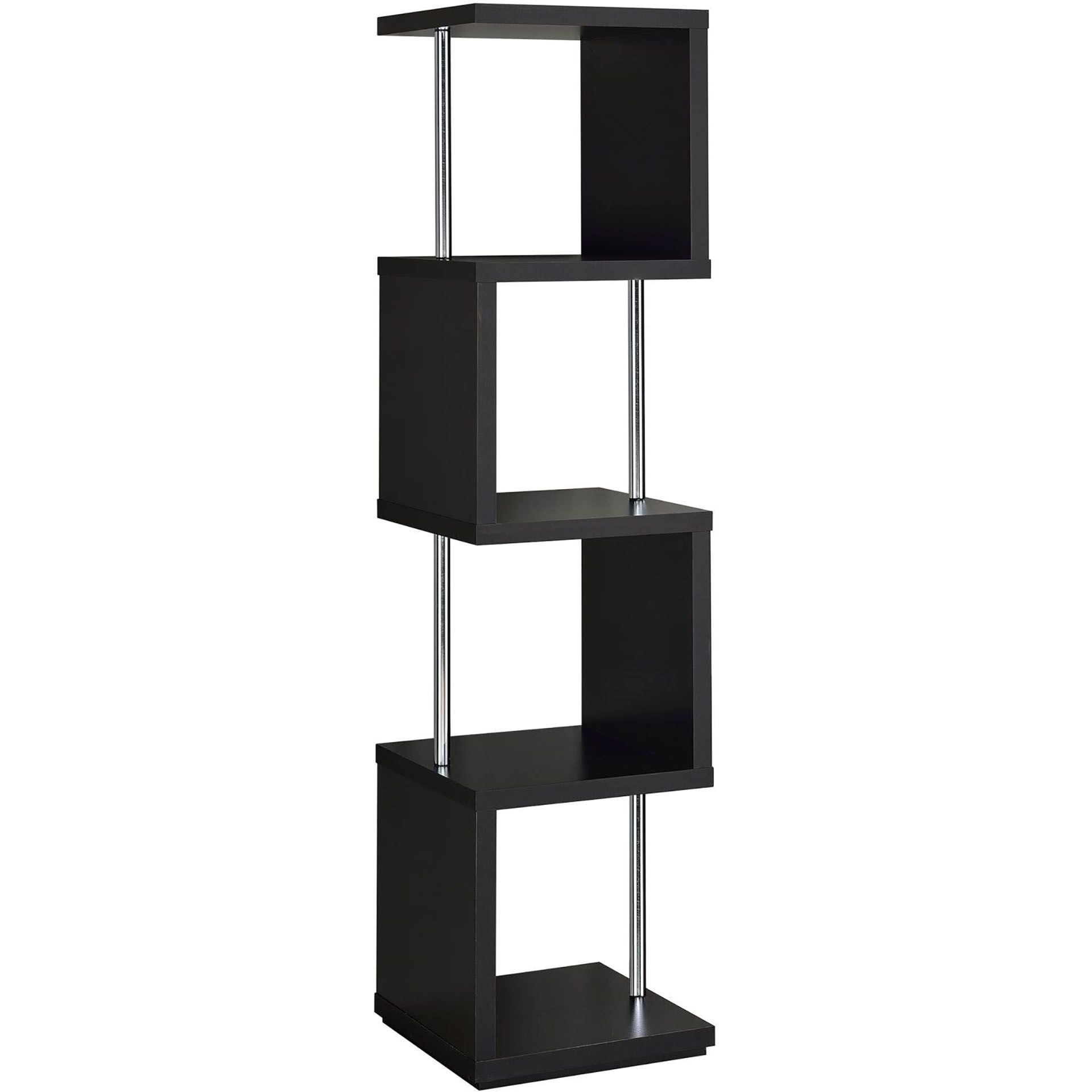 Black and Chrome 4-Tier Bookcase