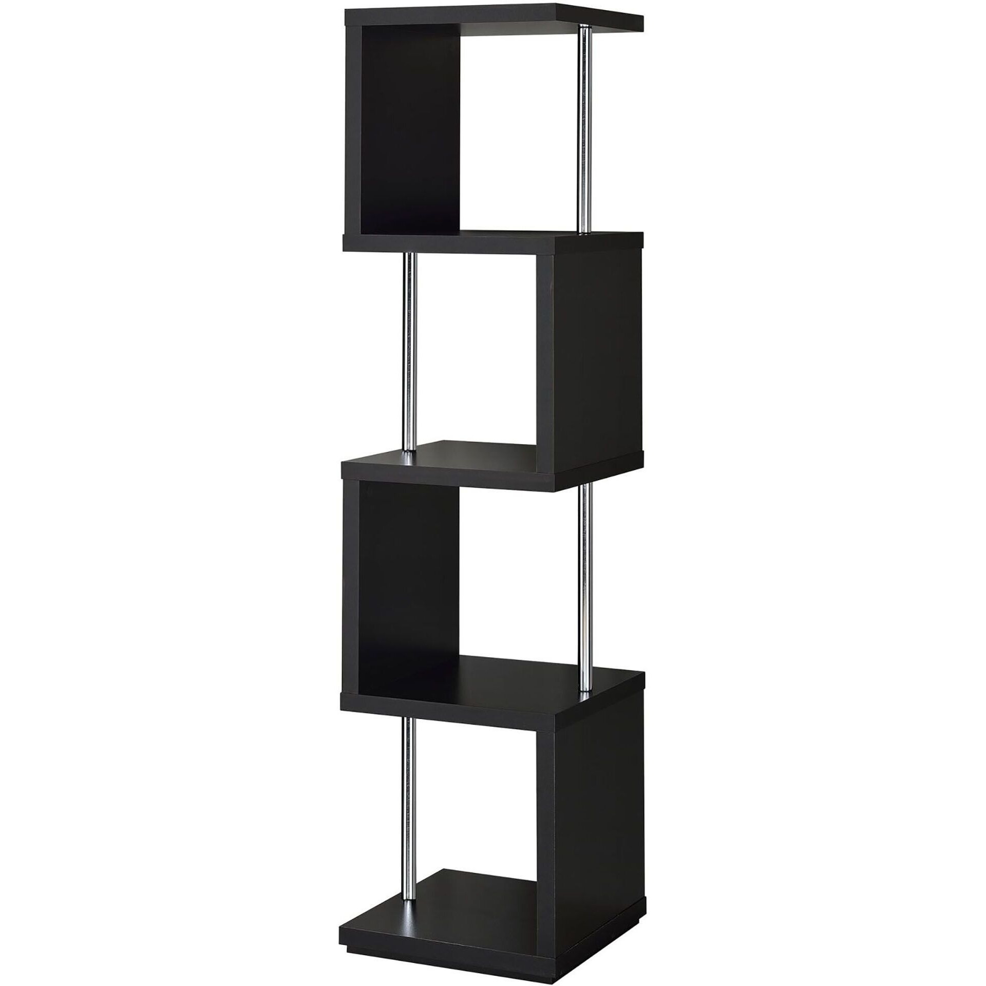 Black and Chrome 4-Tier Bookcase
