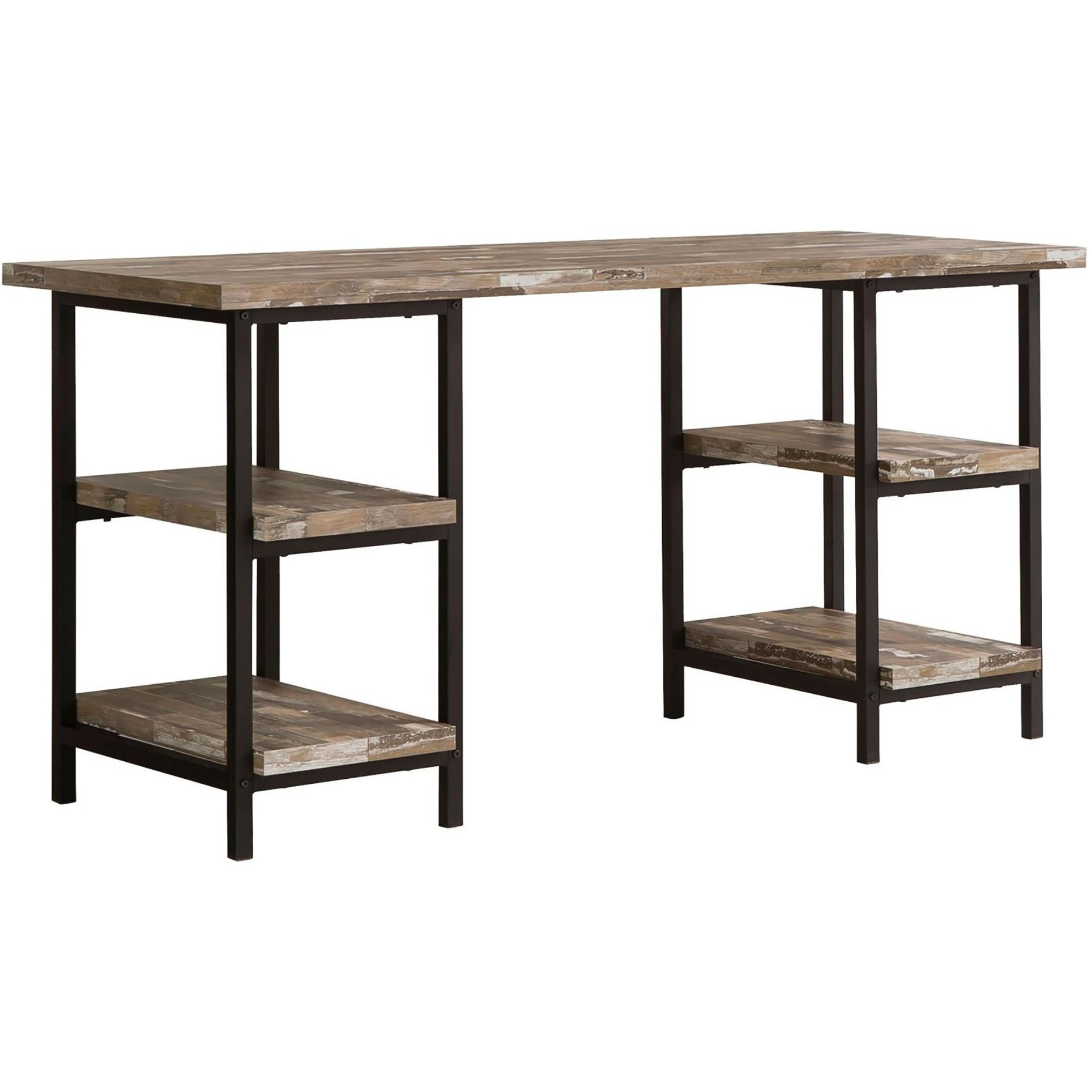 Salvaged Cabin and Black 4-Shelf Writing Desk
