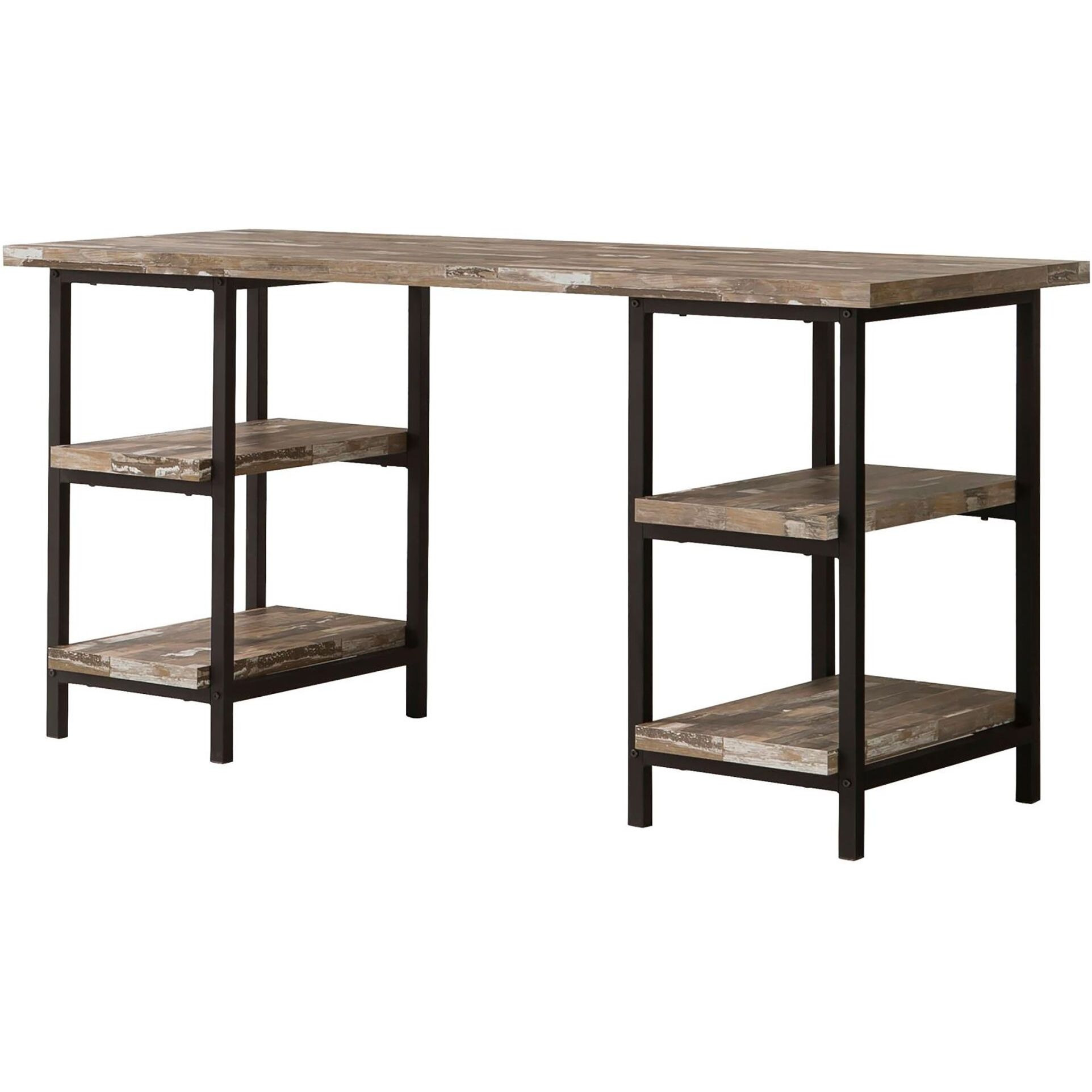 Salvaged Cabin and Black 4-Shelf Writing Desk