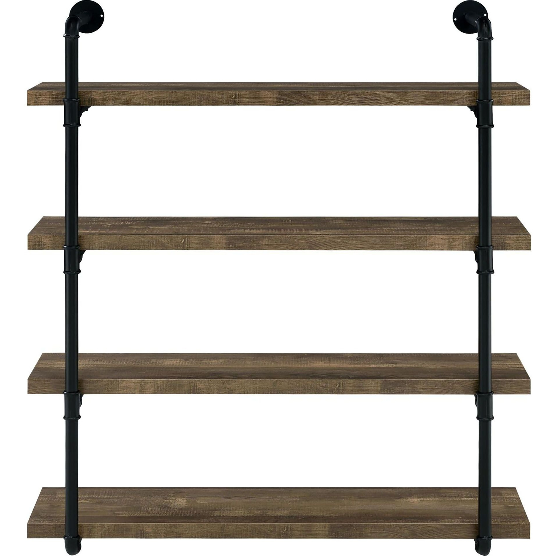 Black and Rustic Oak 40-inch Wall Shelf