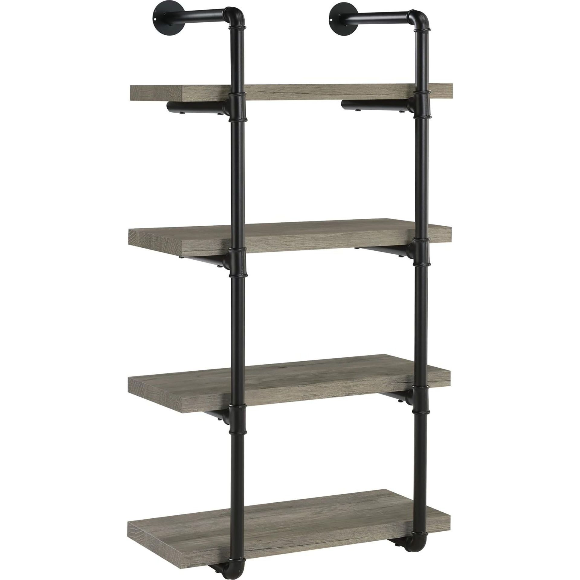 Black and Grey Driftwood Metal 24-inch Wall Shelf