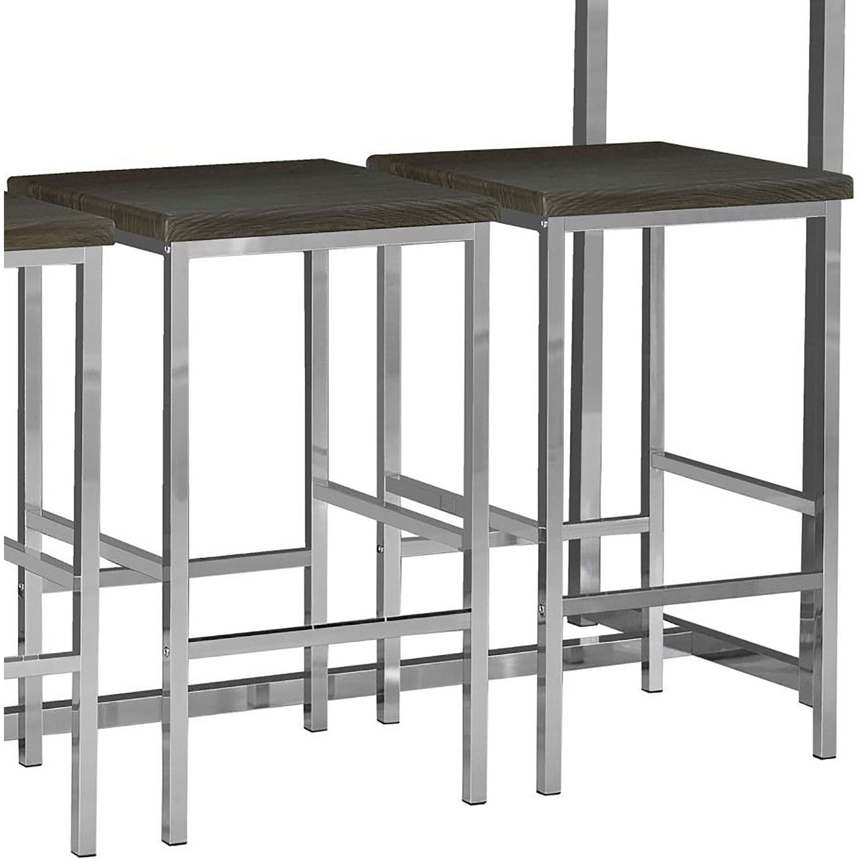 Dark Oak and Chrome 4-Piece Counter Height Table Set