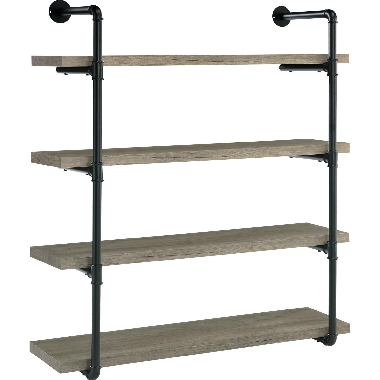 Black and Grey Driftwood 4-tier Wall Shelf
