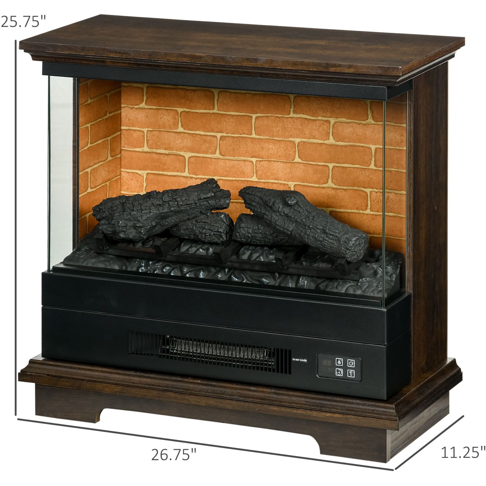 HOMCOM 26" Electric Fireplace Stove with Remote Control, 12H Timer, Brown