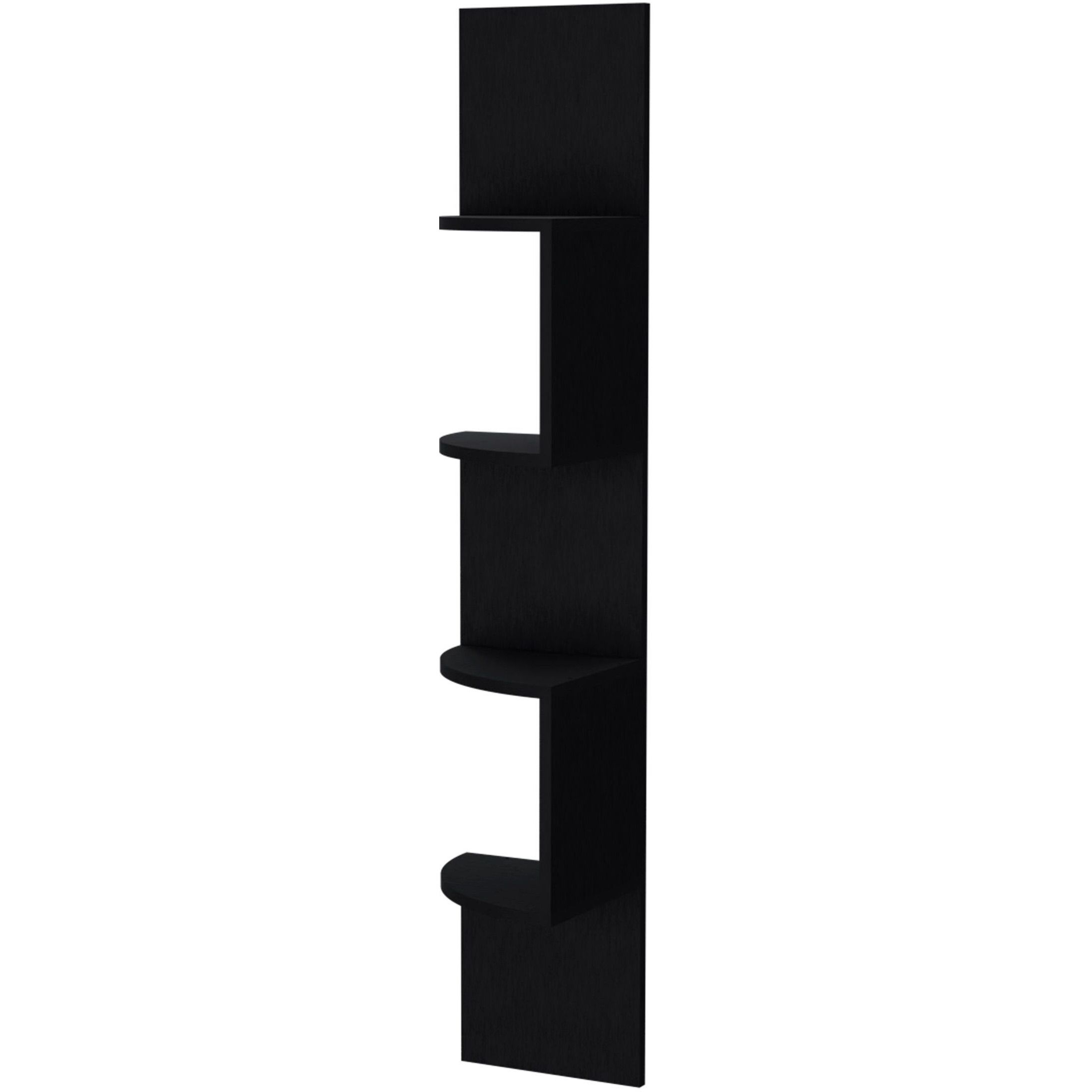 Black Full-Wall Floating Shelf