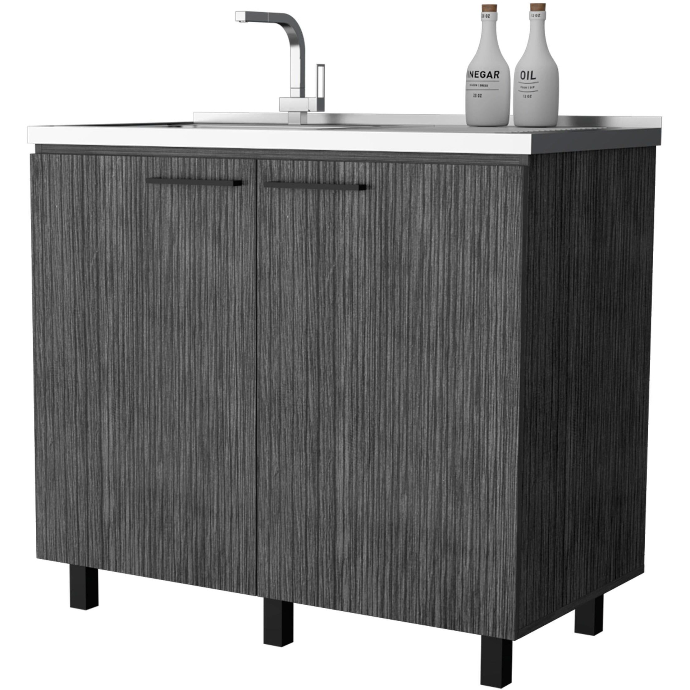 Smokey Oak Utility Sink and Cabinet