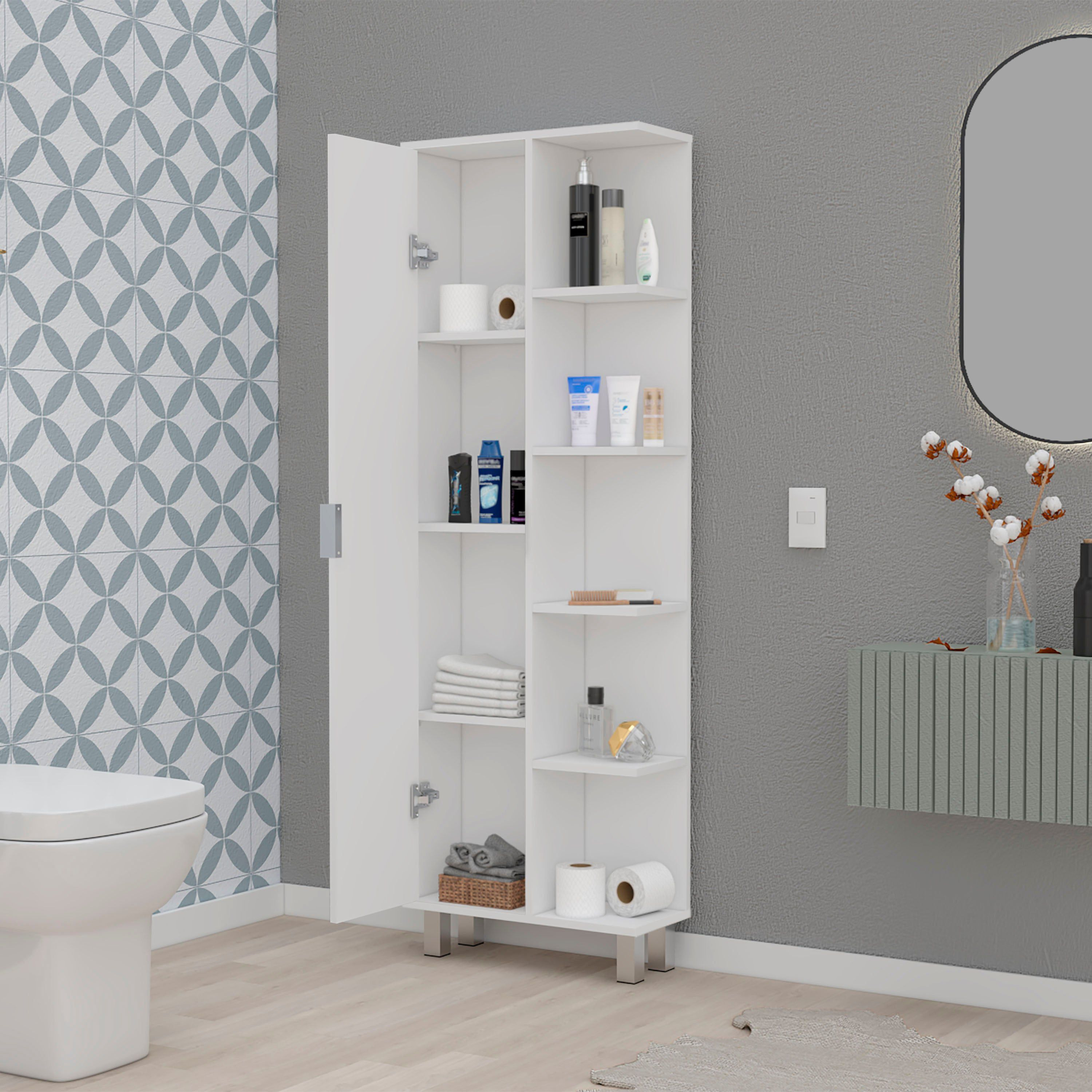 White 1-Door Linen Cabinet