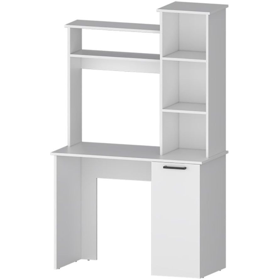 White 3-Tier Storage Shelves Computer Desk