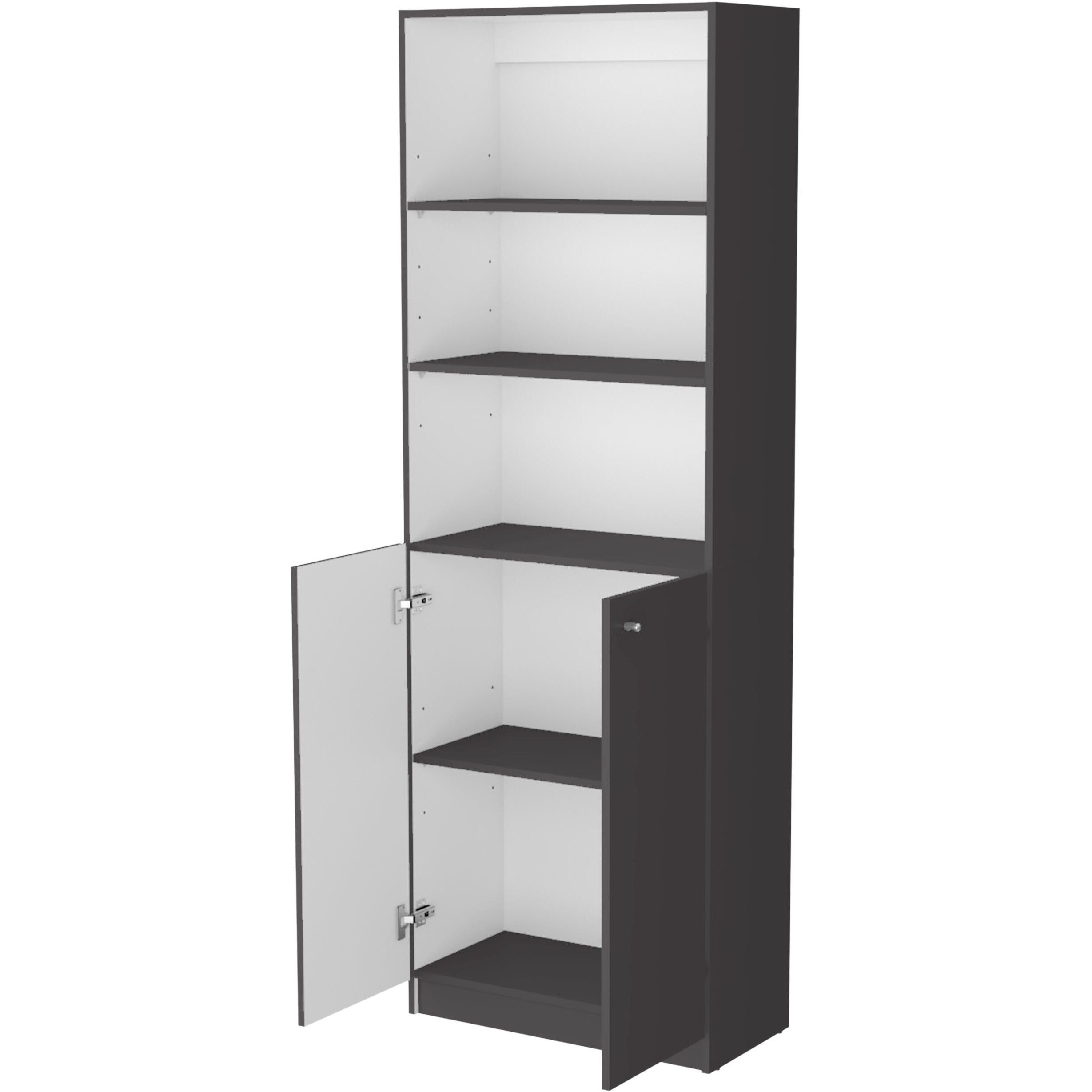 Matt Gray and White 2-Door Bookcase