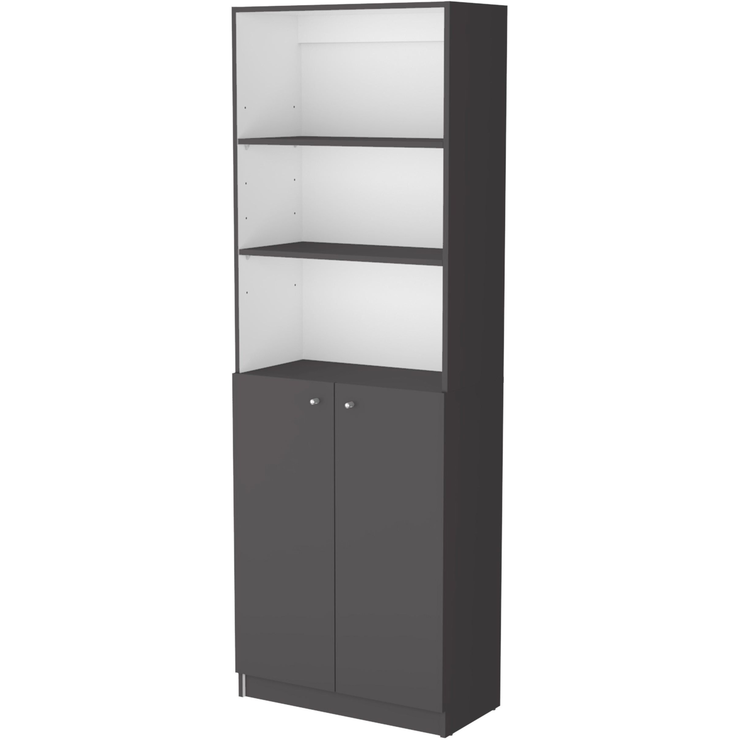 Matt Gray and White 2-Door Bookcase