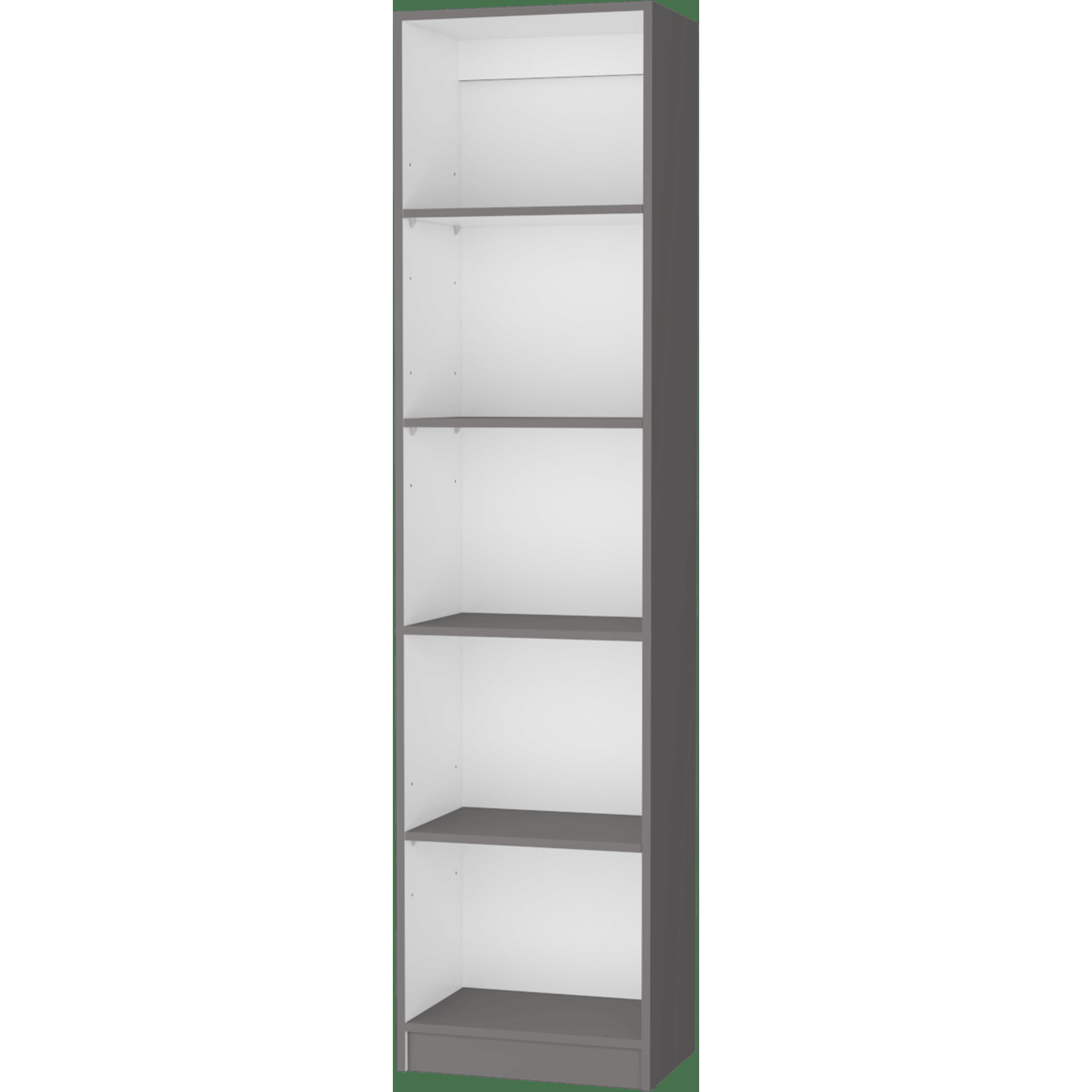 Zachary Matt Gray and White 5-Shelf Slim Bookcase