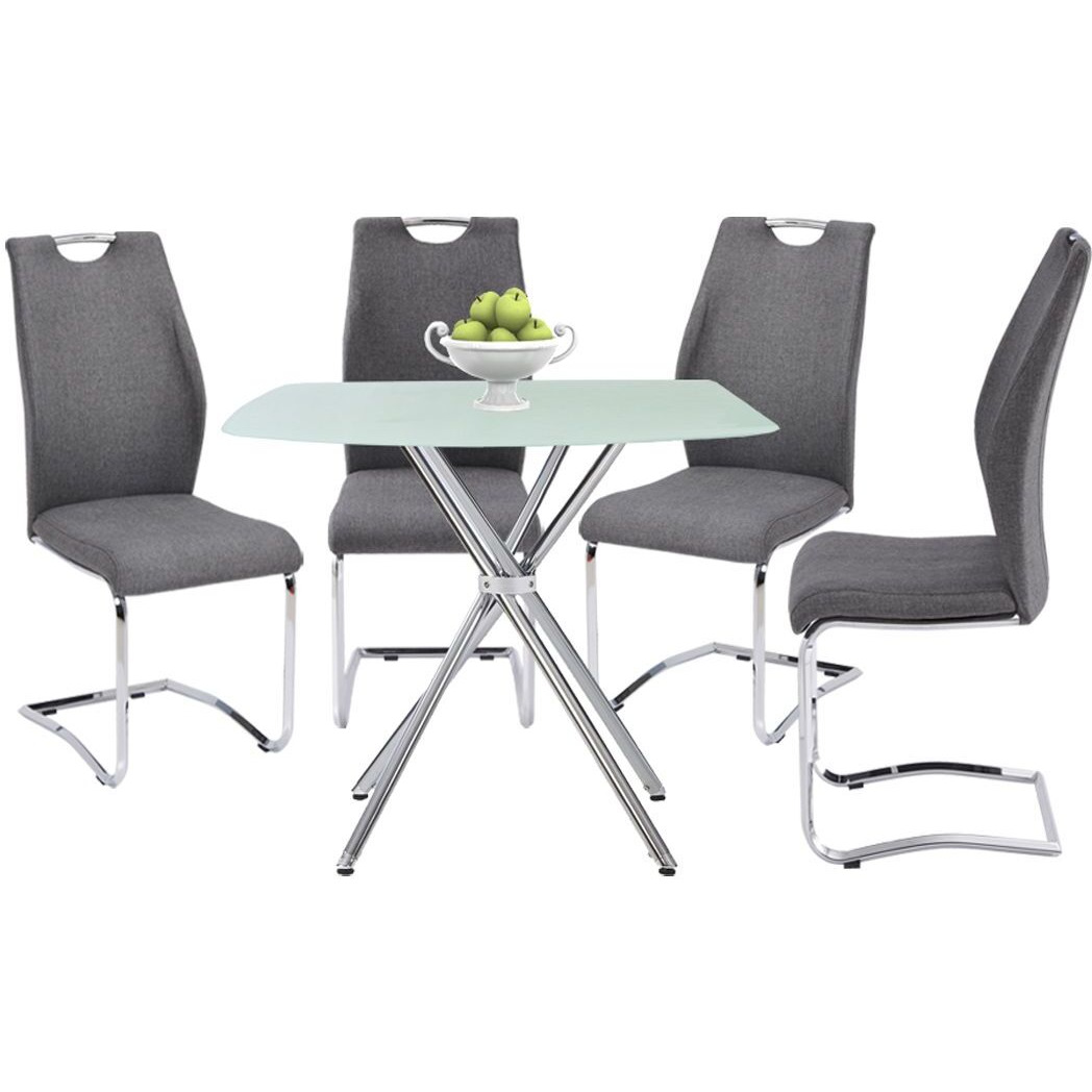 5 Pieces 36" Inch Contemporary Elegance Squared Dining Set In Gray
