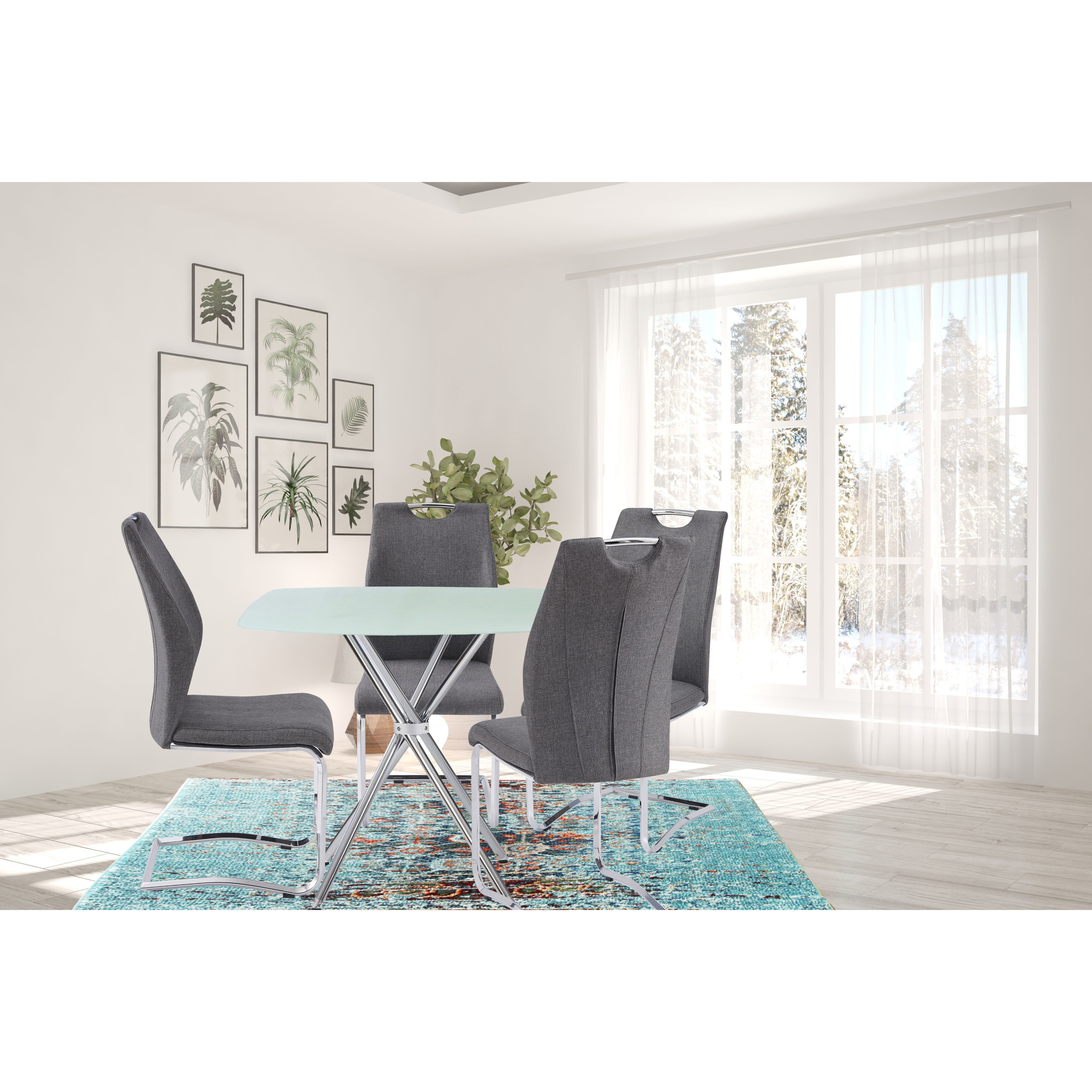 5 Pieces 36" Inch Contemporary Elegance Squared Dining Set In Gray